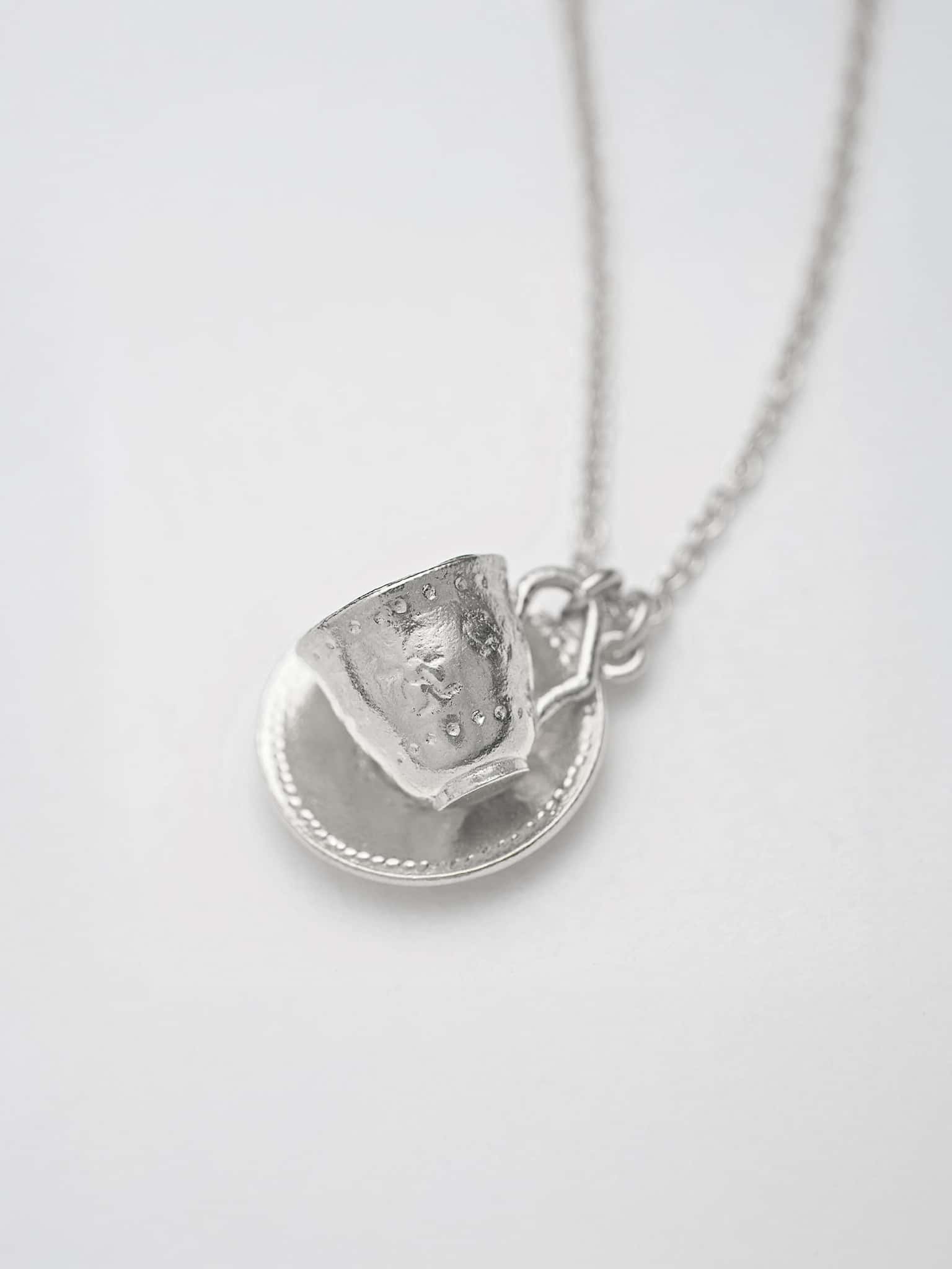Teacup & Saucer Necklace - image 7 | silver