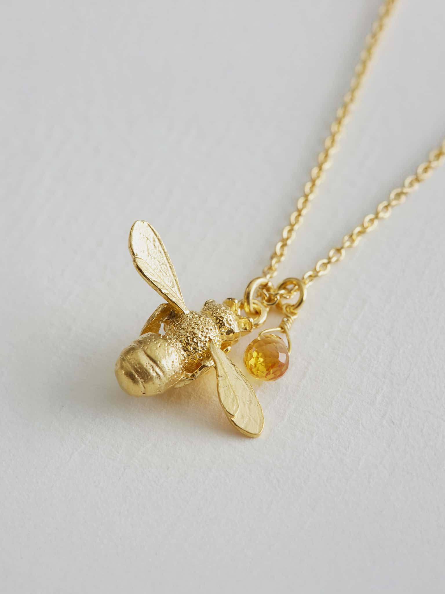 Honey Bee and Citrine Necklace - image 3 | gold plate