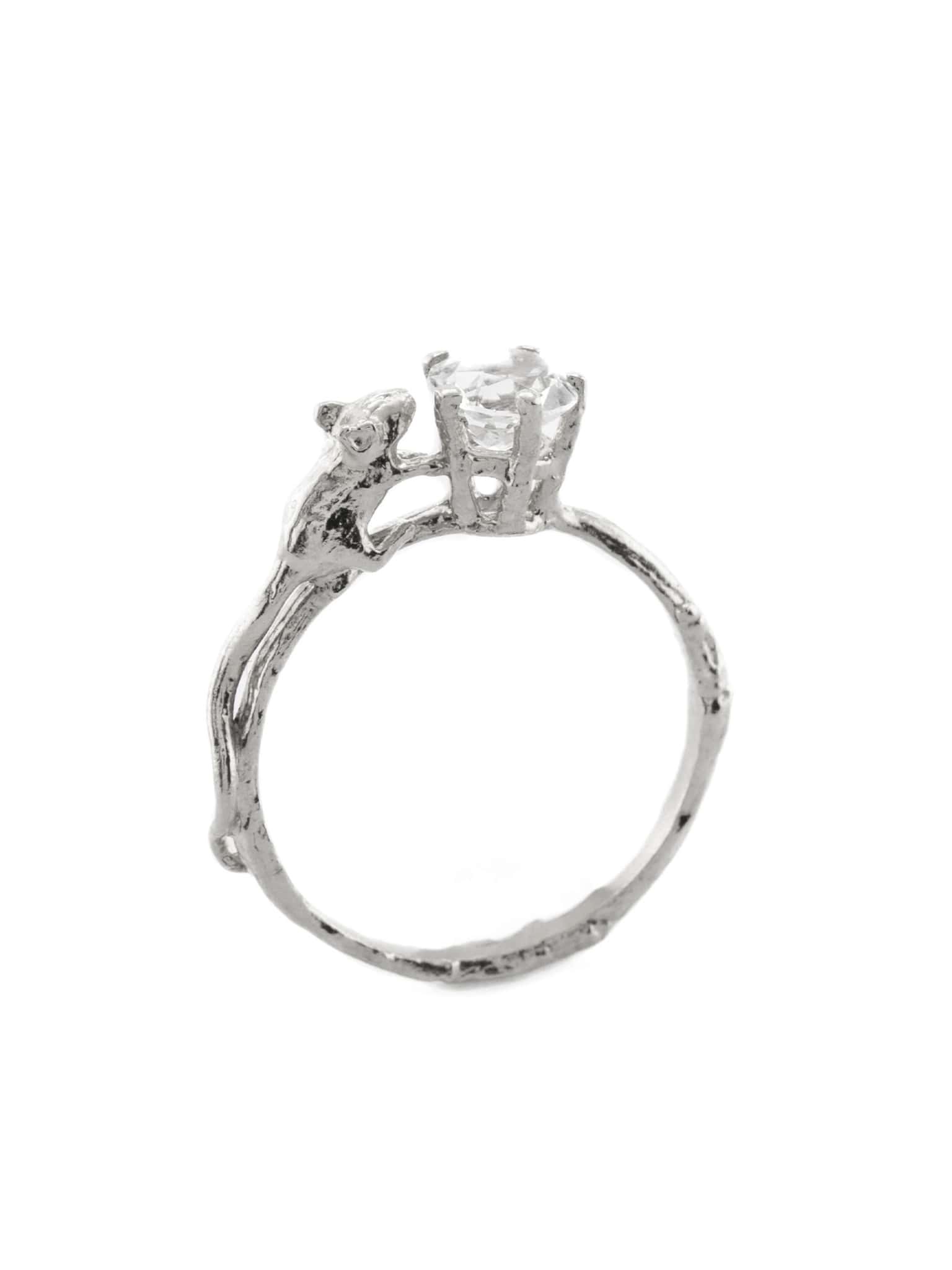 Mouse & Topaz Ring - image 4 | silver