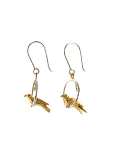Tiny Bird Loop Earrings