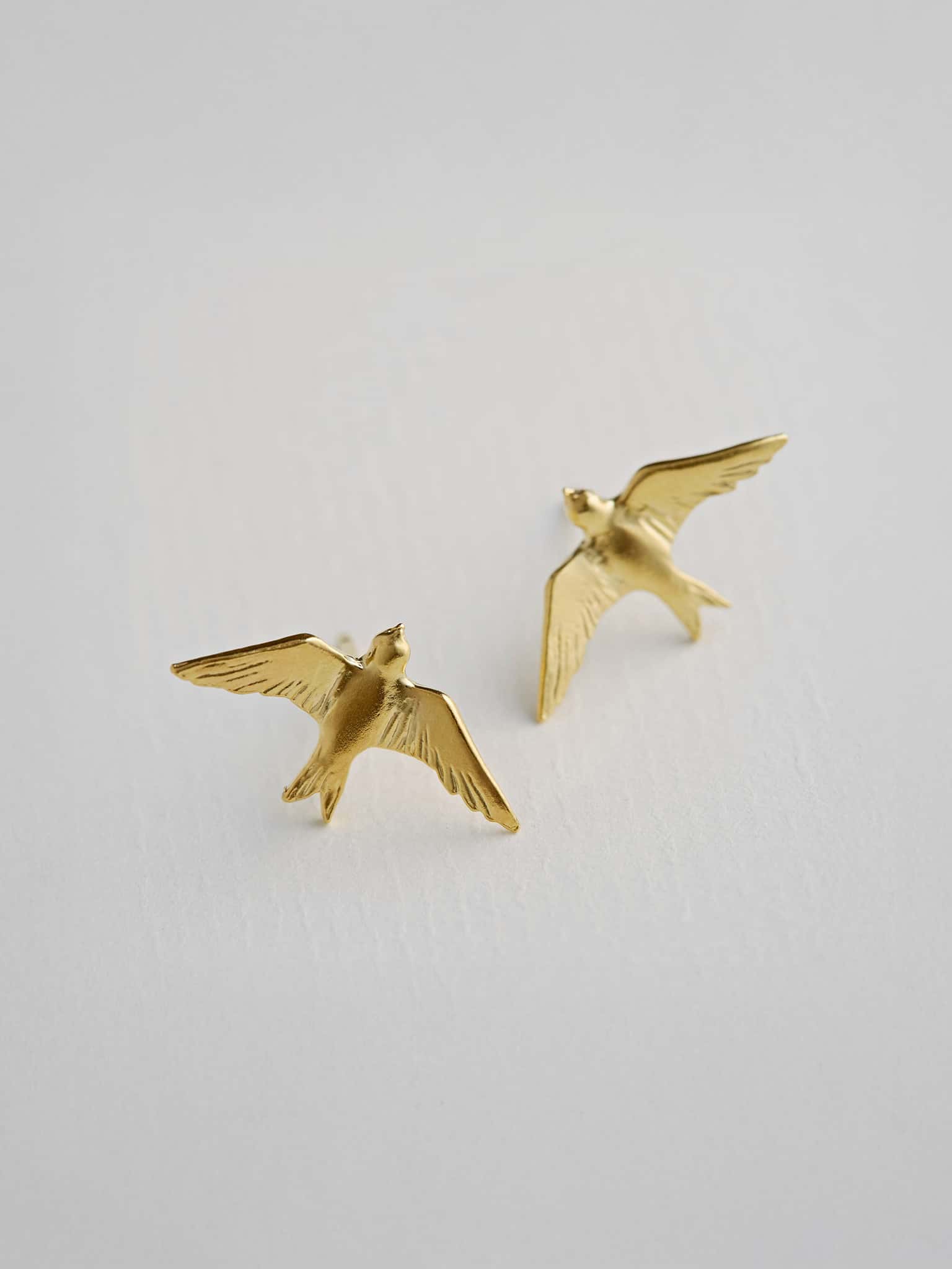 Flying Swallow Stud Earrings - image 4 | gold plate
