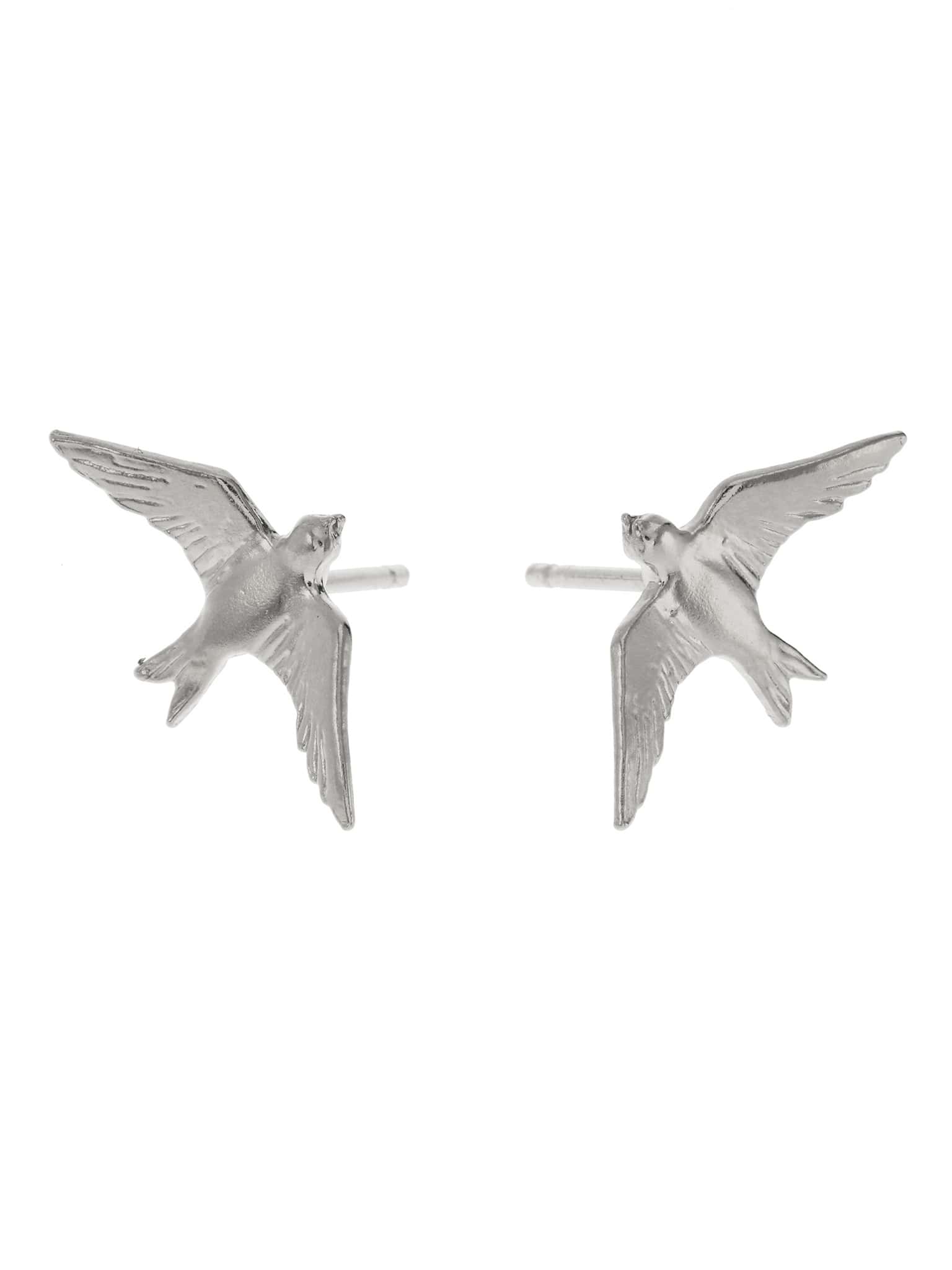 Flying Swallow Stud Earrings - image 6 | silver