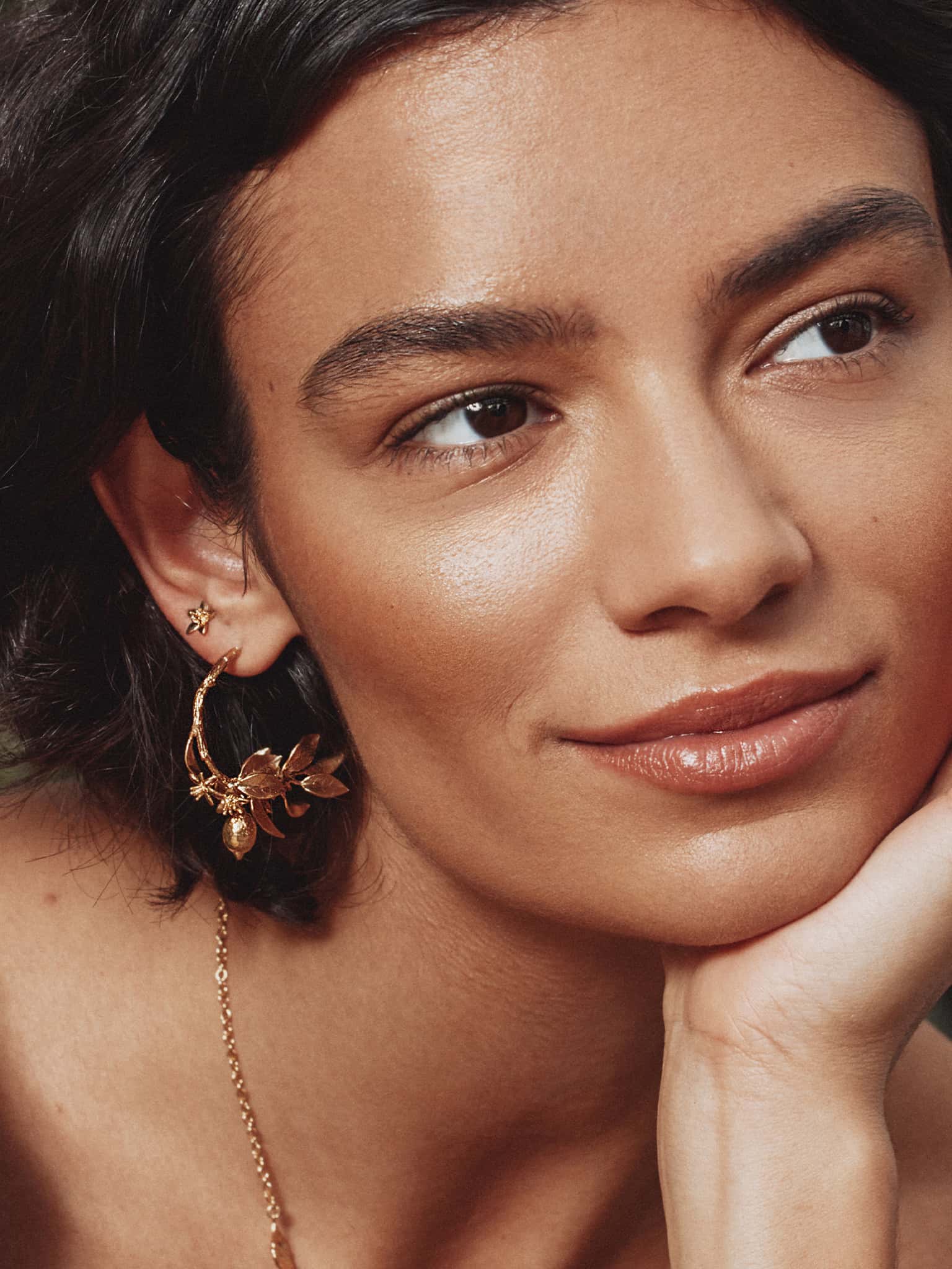 Lemon Blossom Branch Hoop Earrings with Hanging Lemons - image 2