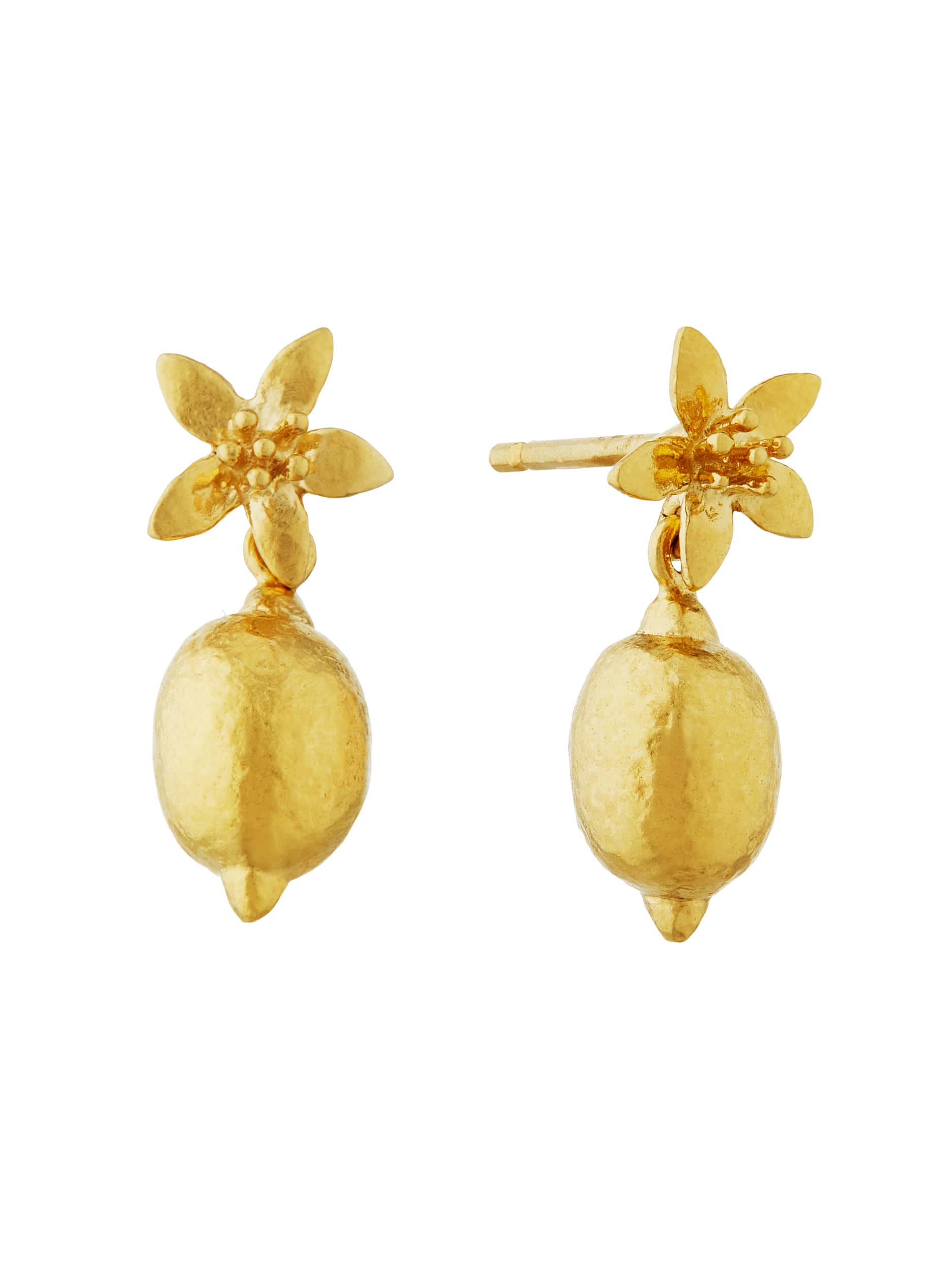 Lemon Blossom Stud Earrings with Lemon Drops - image 1 | gold plate