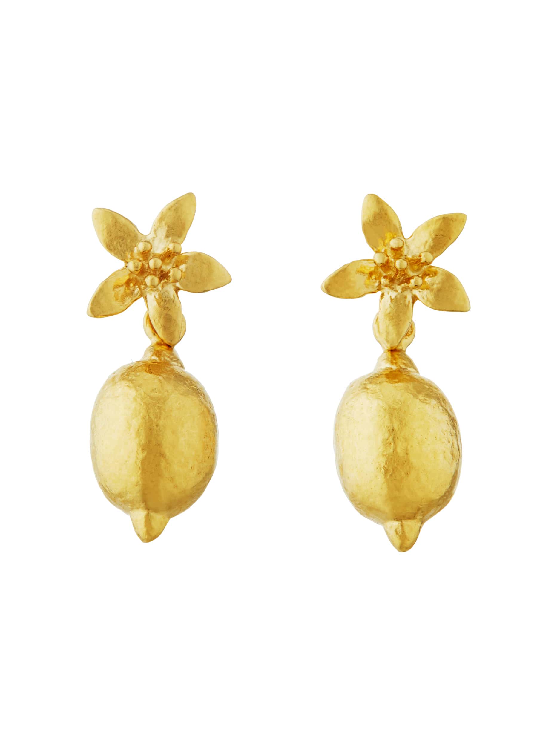 Lemon Blossom Stud Earrings with Lemon Drops - image 5 | gold plate