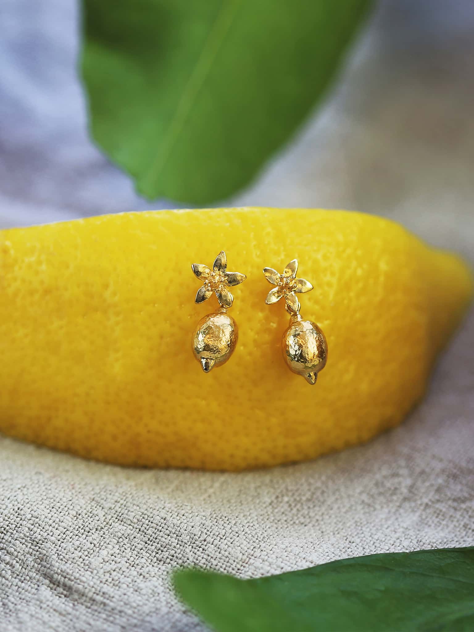 Lemon Blossom Stud Earrings with Lemon Drops - image 3