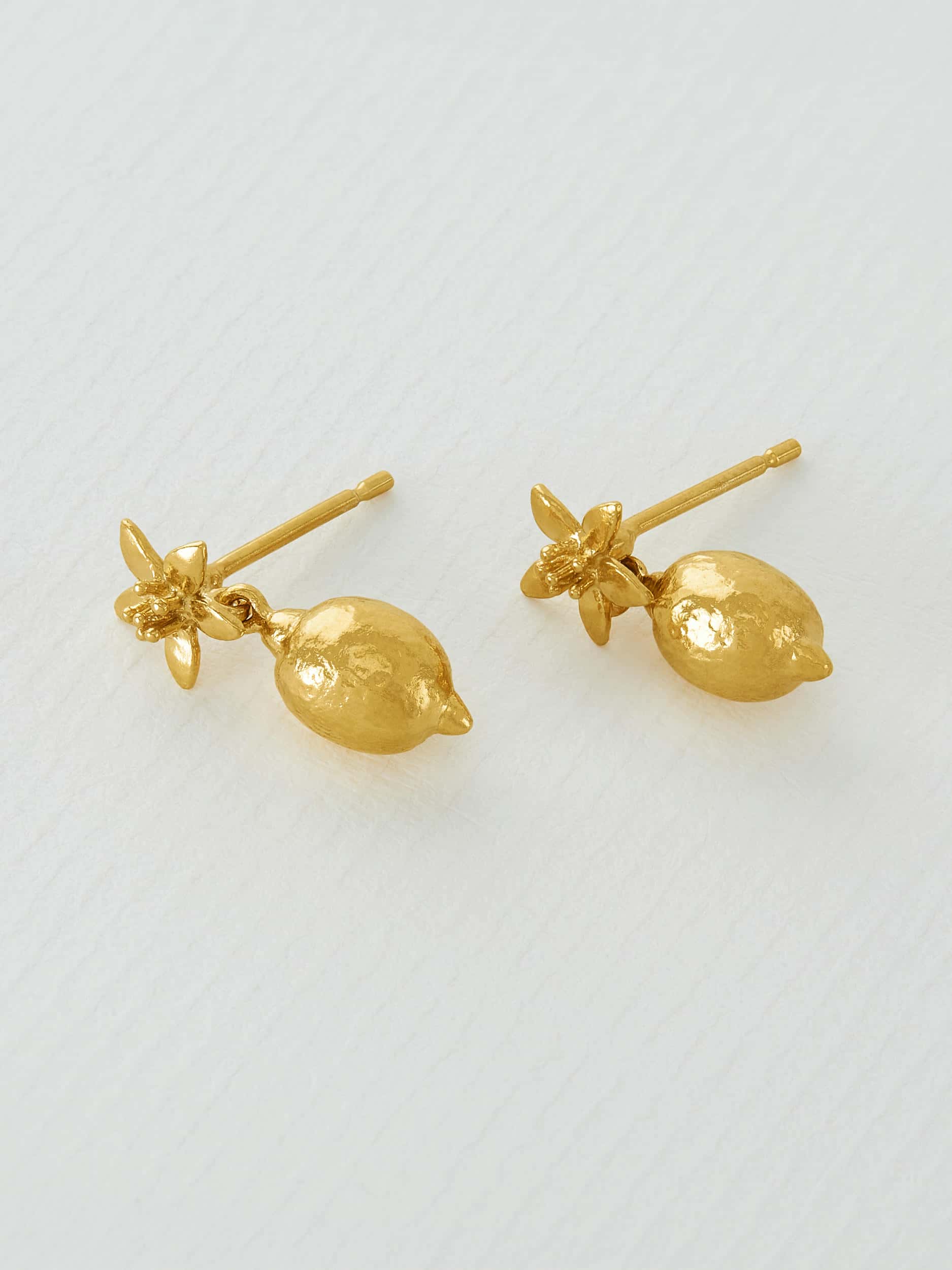 Lemon Blossom Stud Earrings with Lemon Drops - image 4 | gold plate