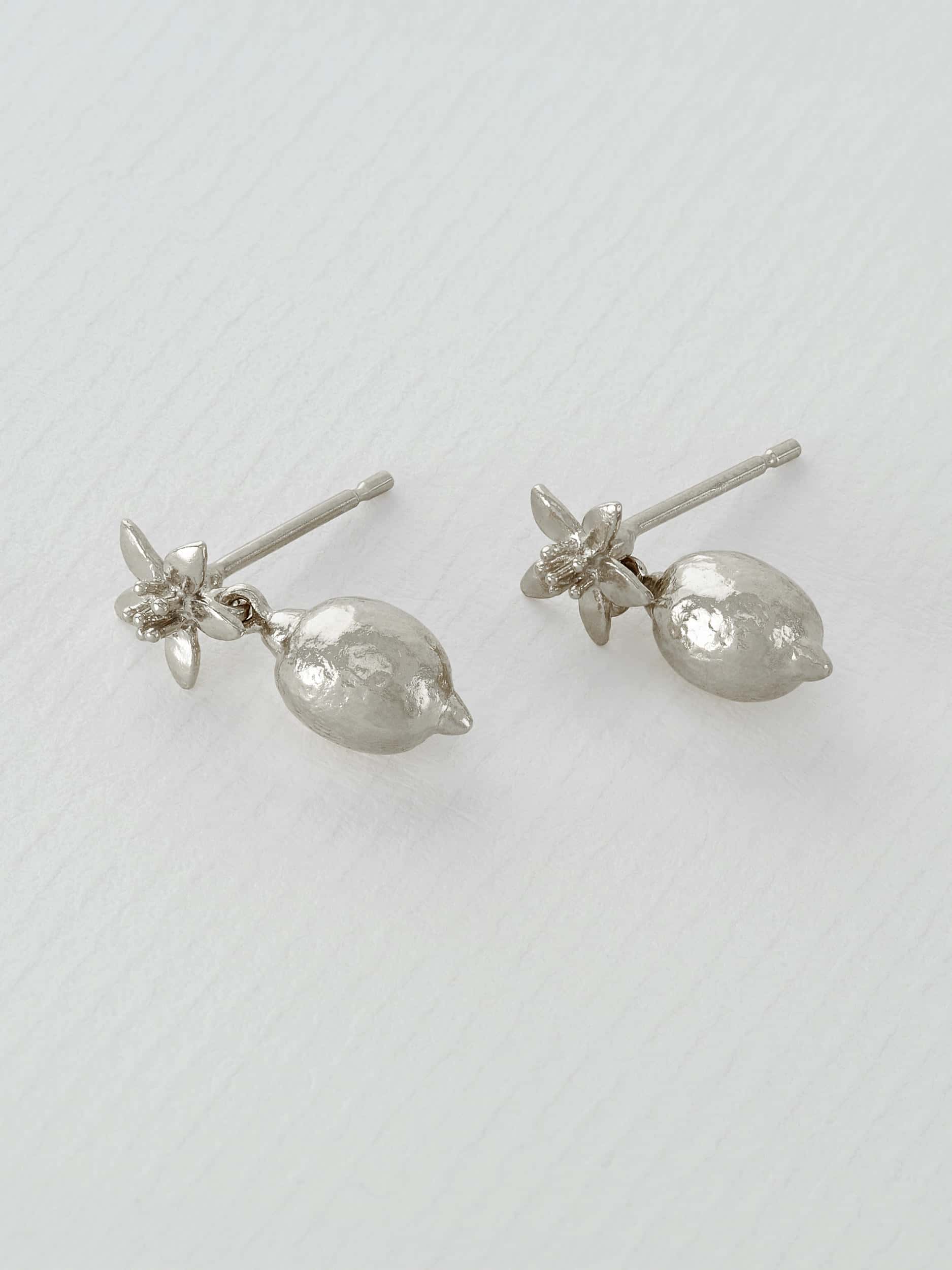 Lemon Blossom Stud Earrings with Lemon Drops - image 7 | silver