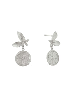 Orange Blossom Stud Earrings with Orange Slice Drops