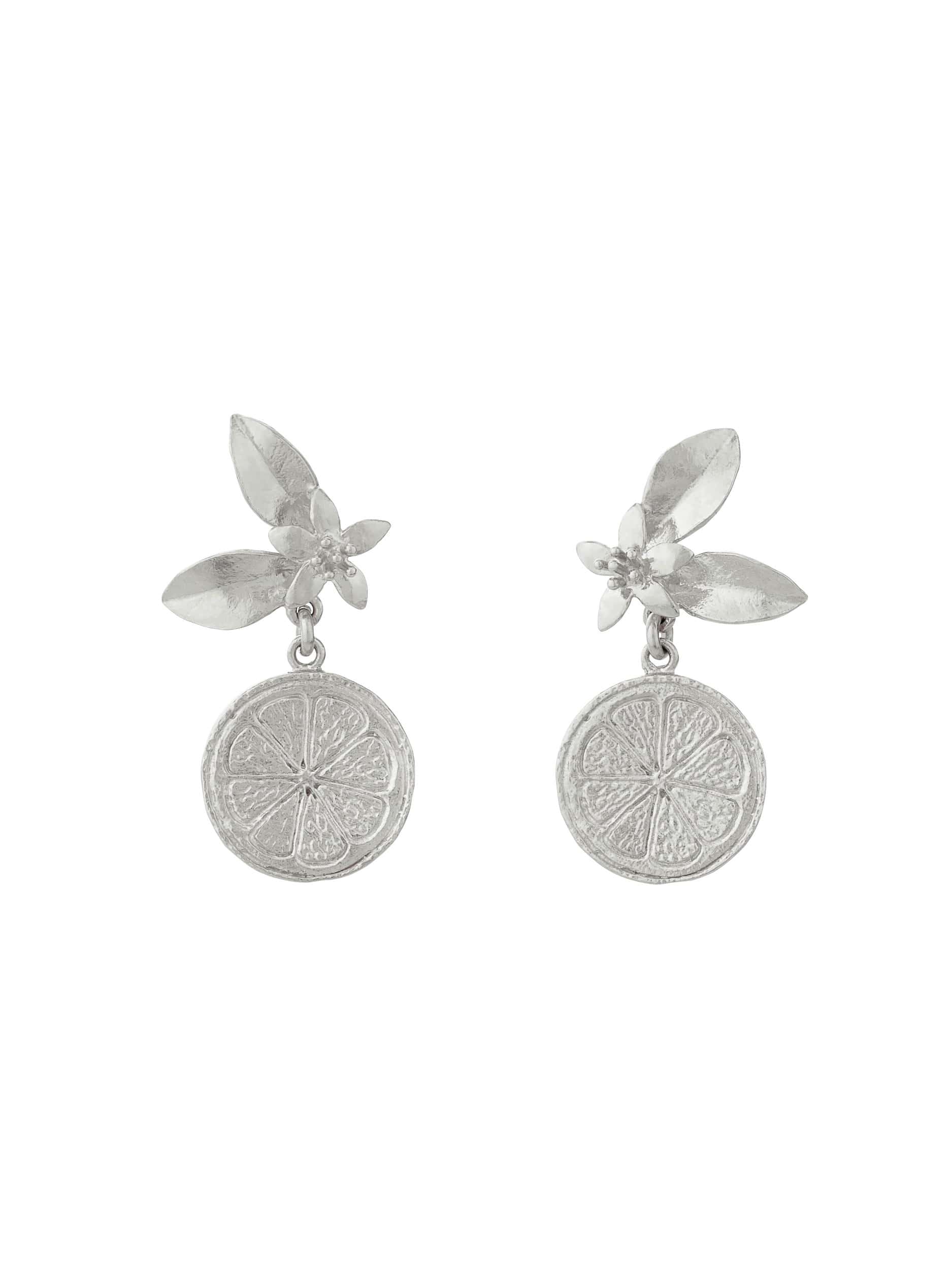 Orange Blossom Stud Earrings with Orange Slice Drops - image 8 | silver