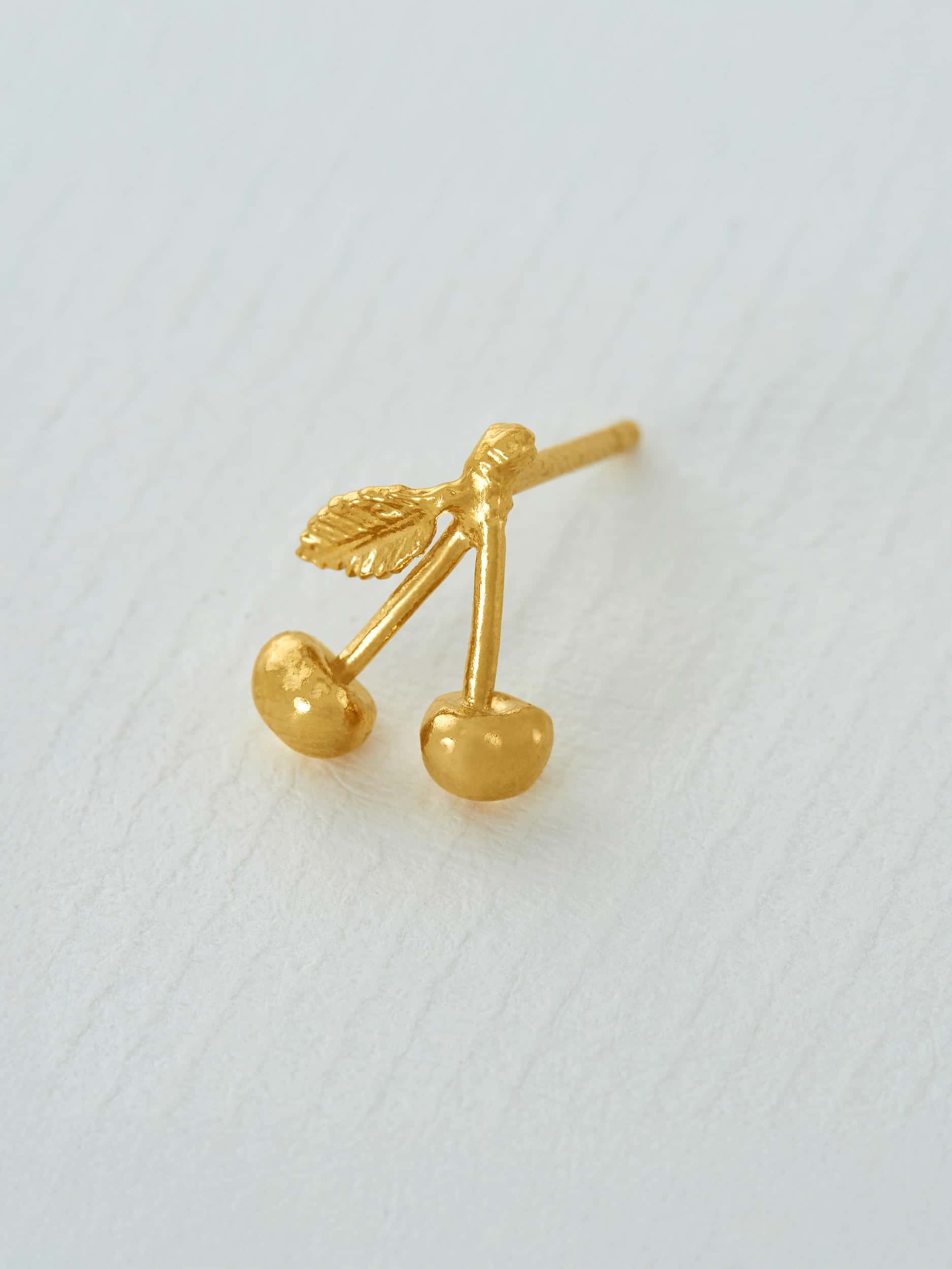 Cherry Single Stud Earring - image 3 | gold plate