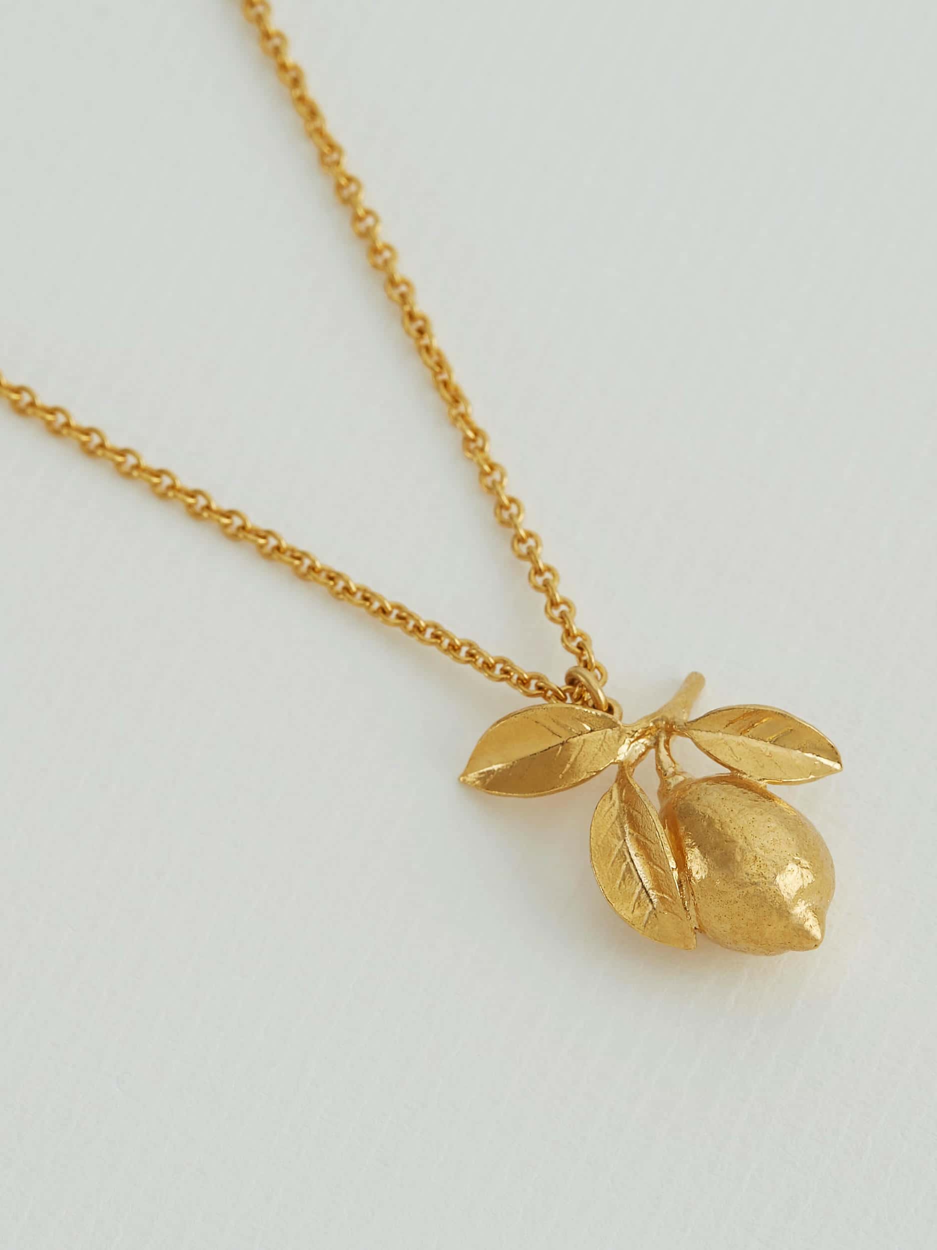 Large Lemon & Leaf Necklace - image 4 | gold plate