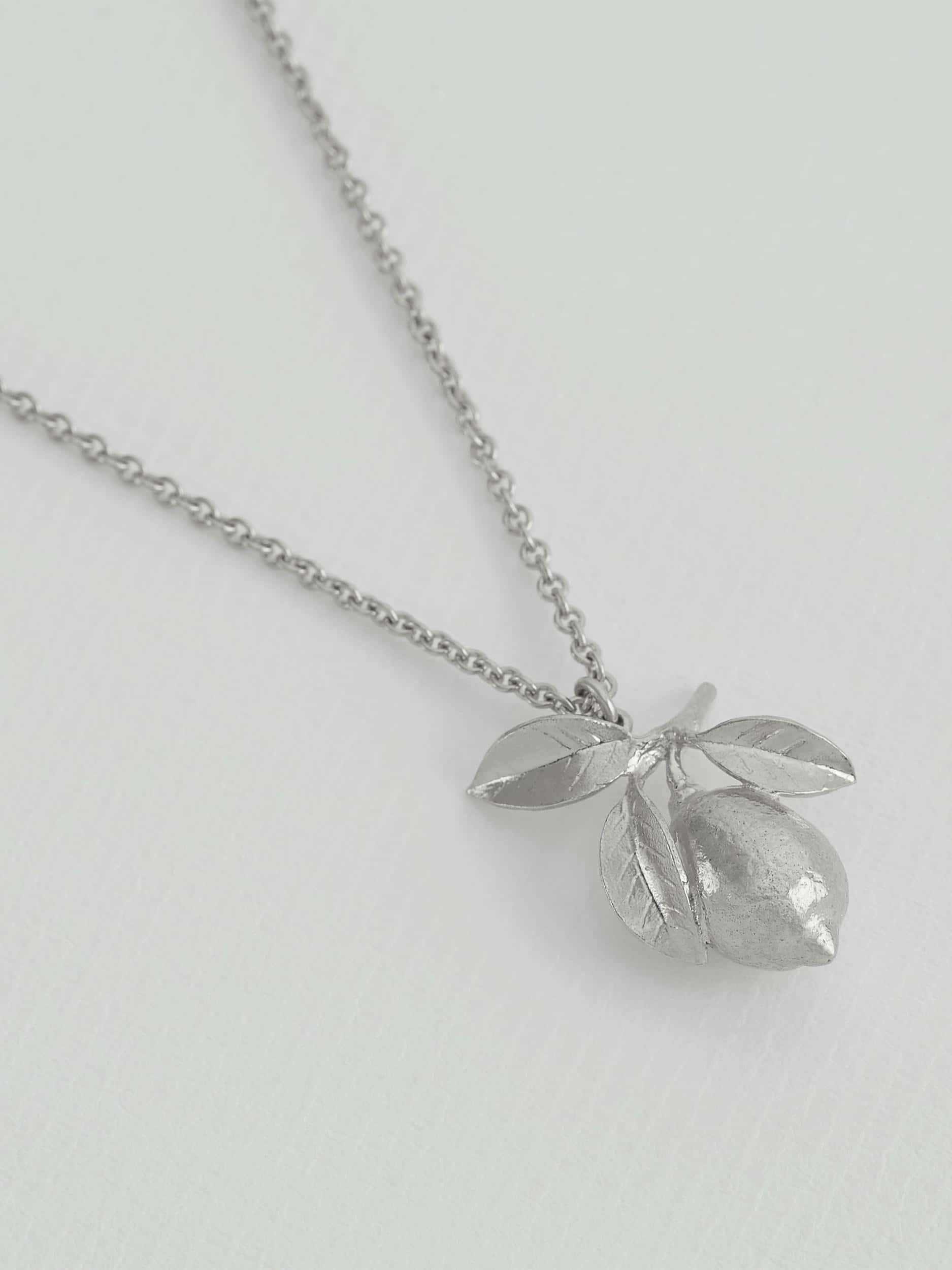 Large Lemon & Leaf Necklace - image 7 | silver