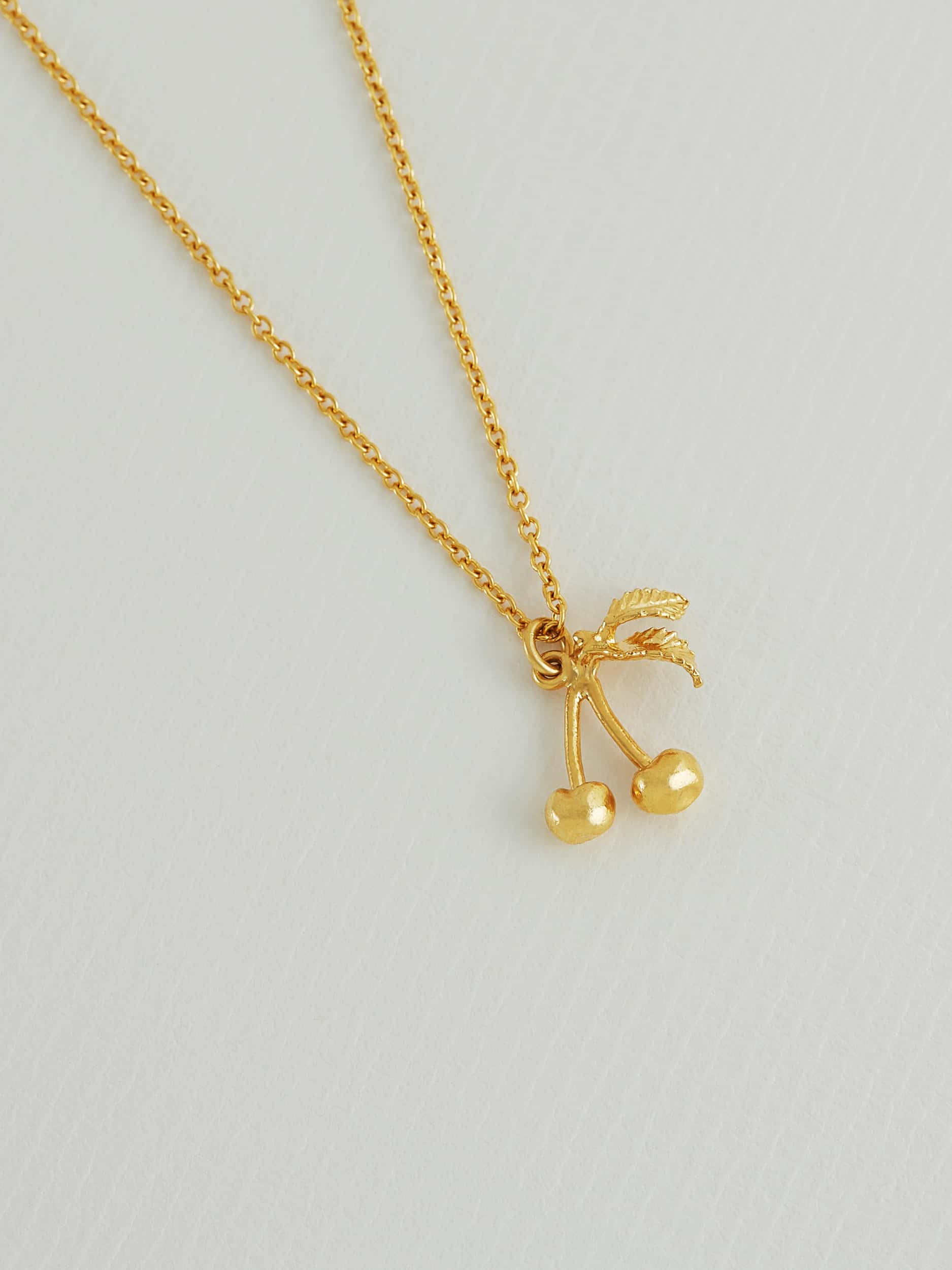 Small & Sweet Cherry Necklace - image 4 | gold plate