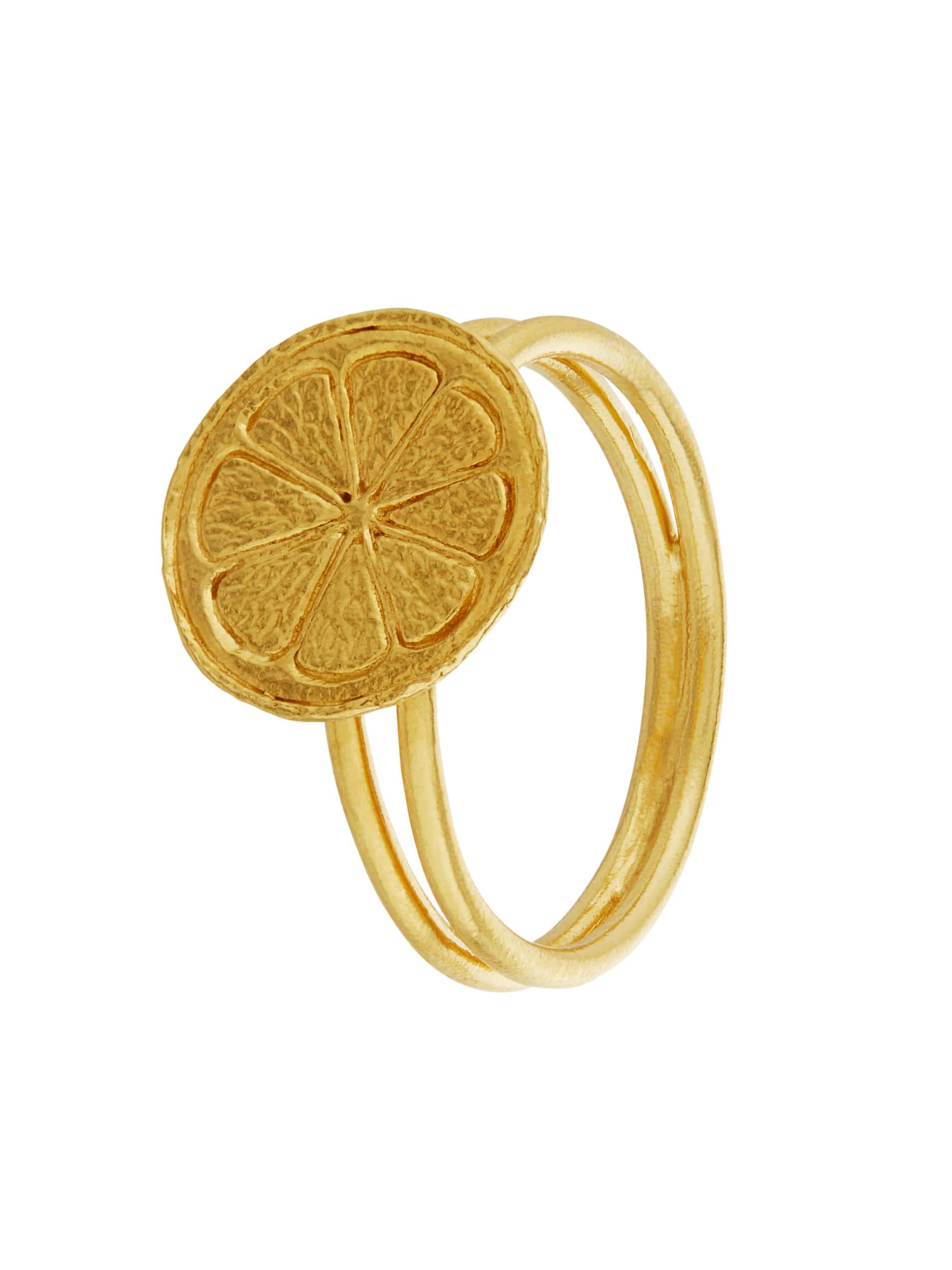 Lemon Slice Double Band Ring - image 1 | gold plate