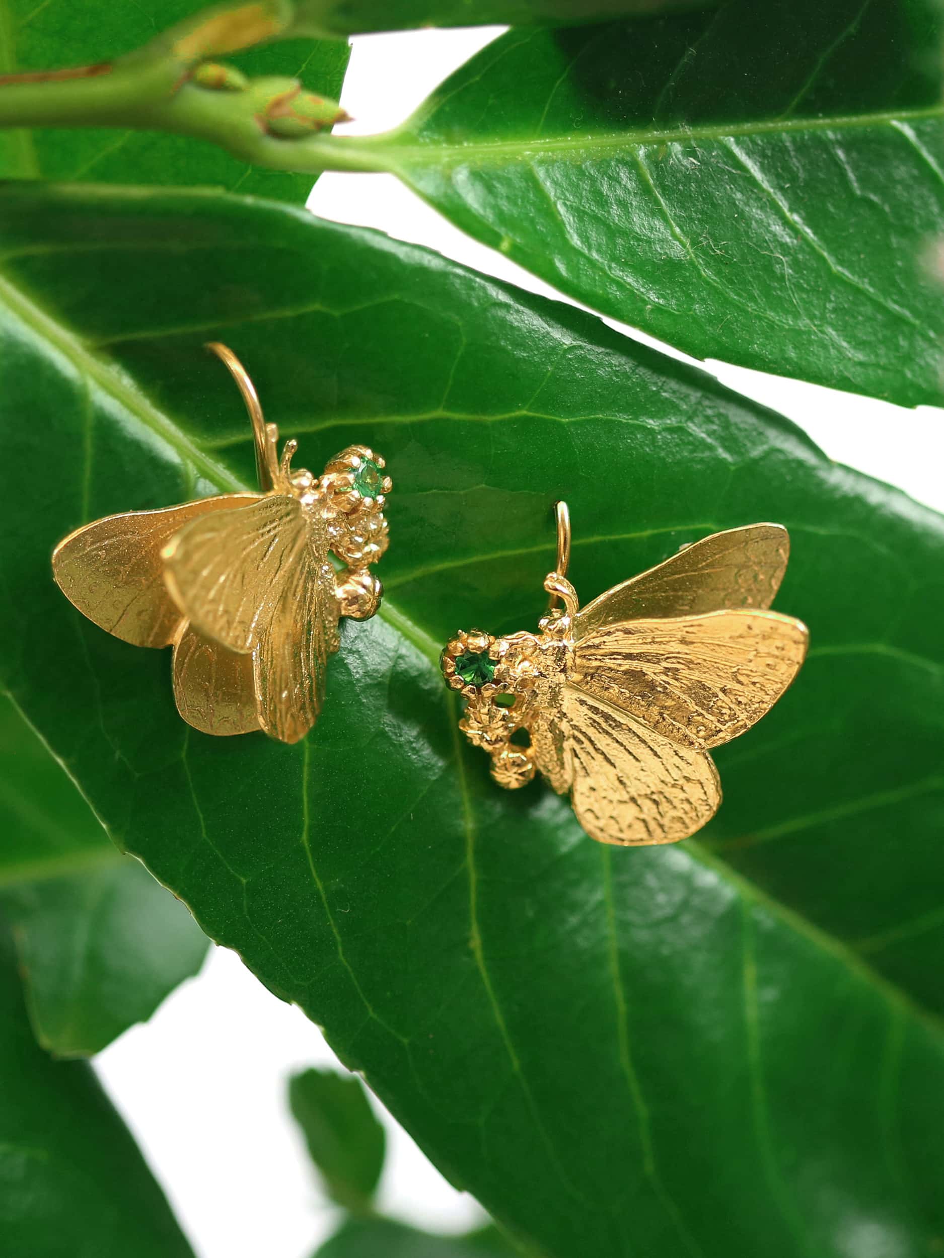 Butterfly with Tsavorite Hook Earrings - image 3