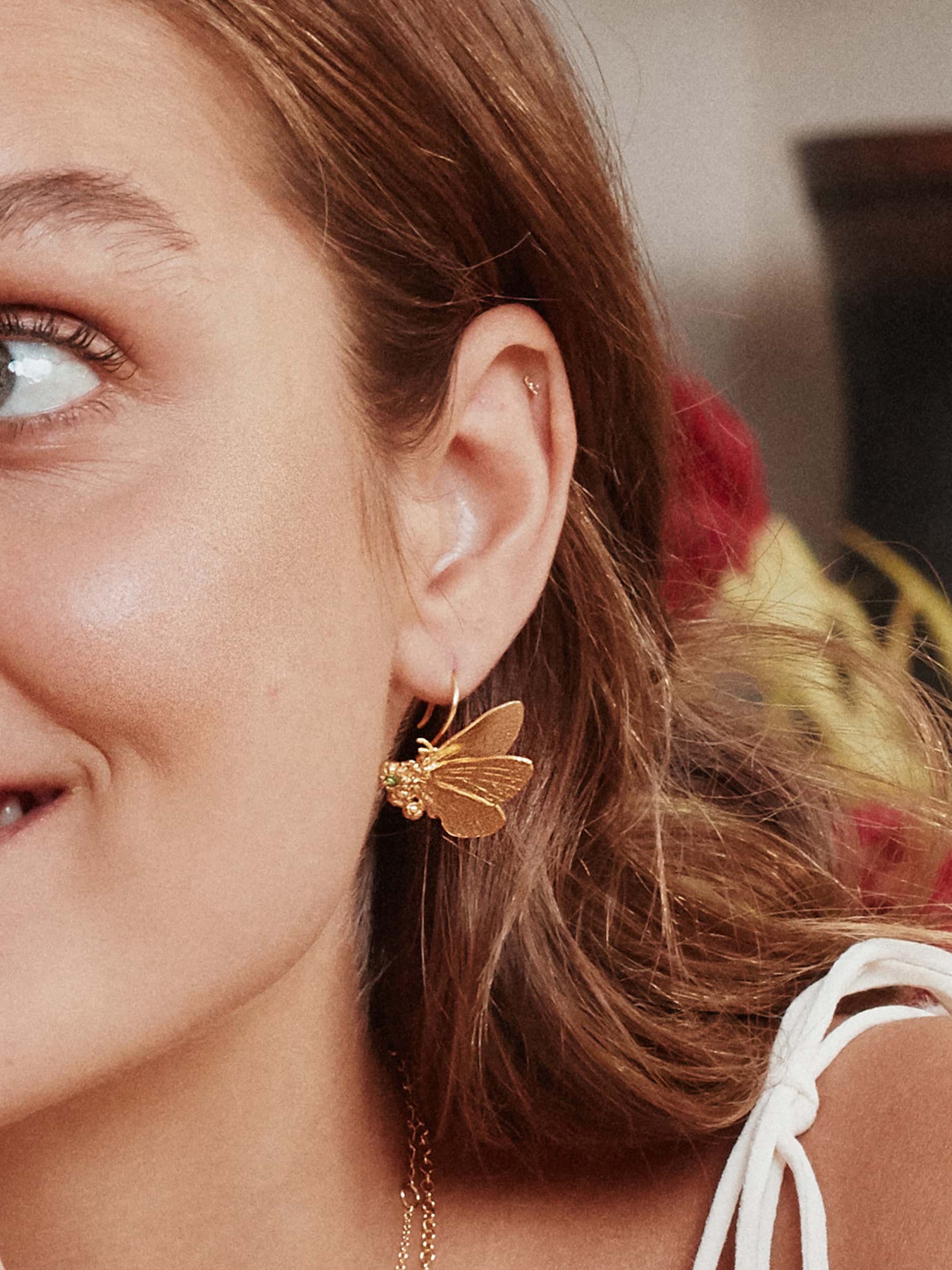 Butterfly with Tsavorite Hook Earrings - image 2