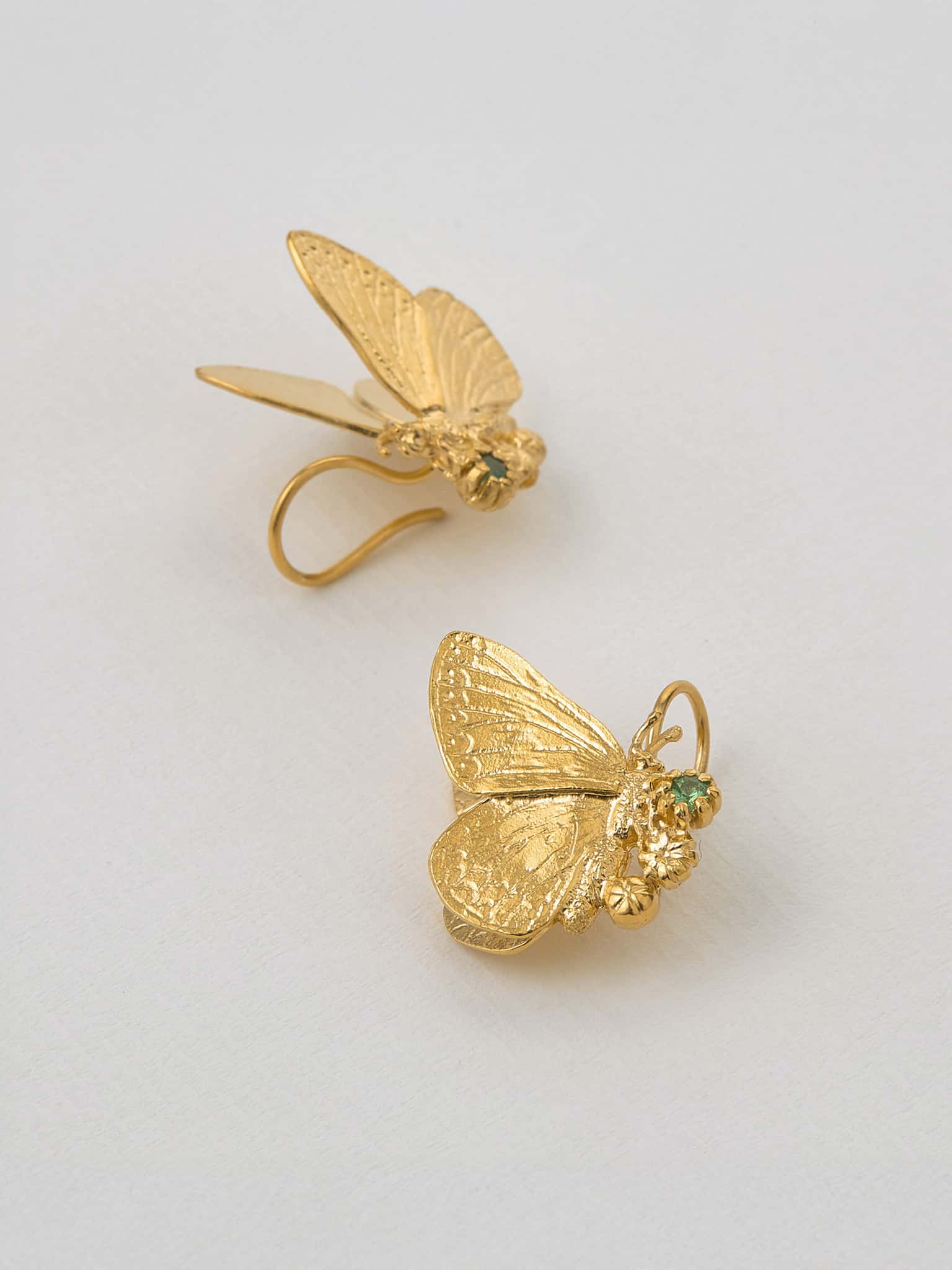 Butterfly with Tsavorite Hook Earrings - image 4 | gold plate