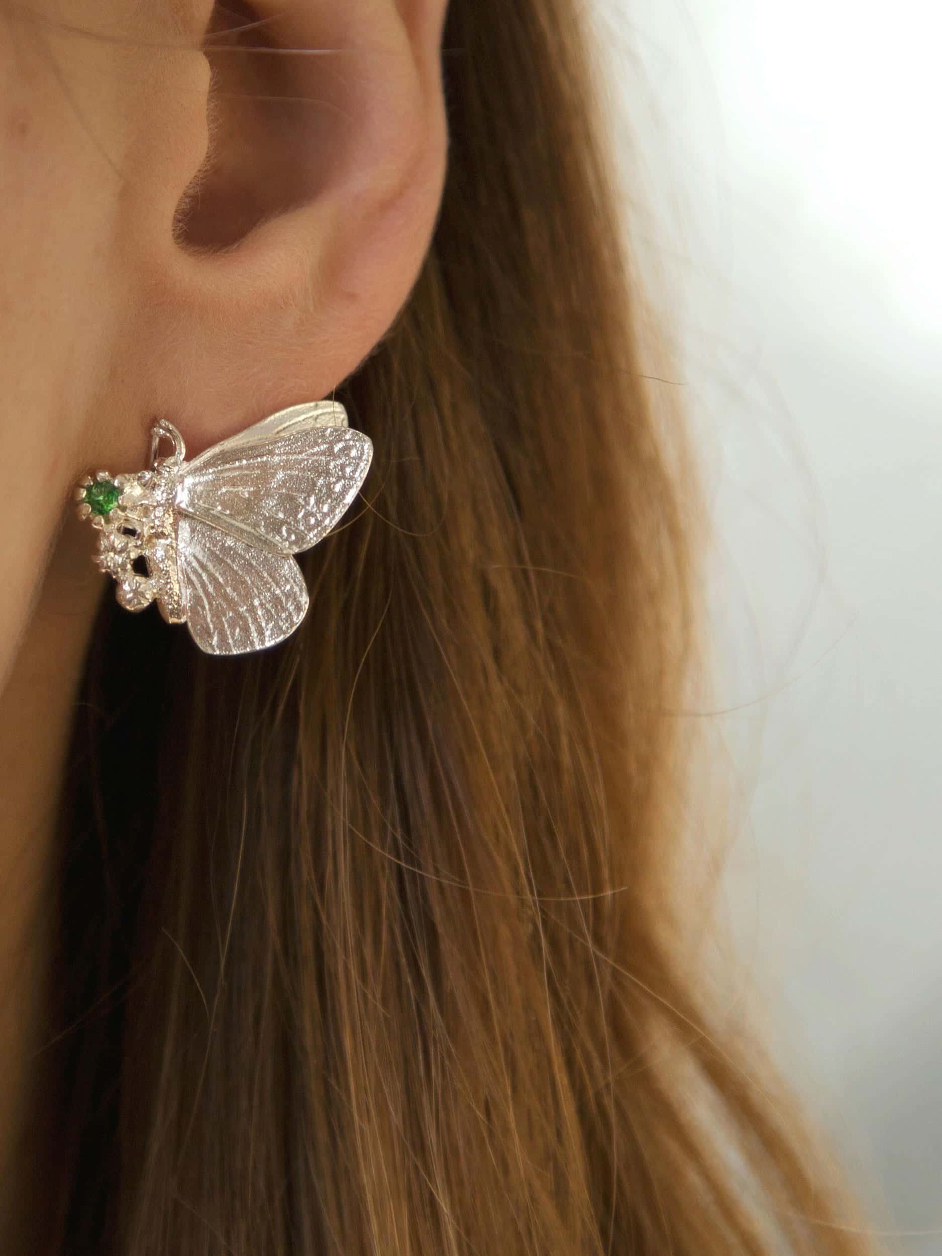 Butterfly with Tsavorite Hook Earrings - image 6