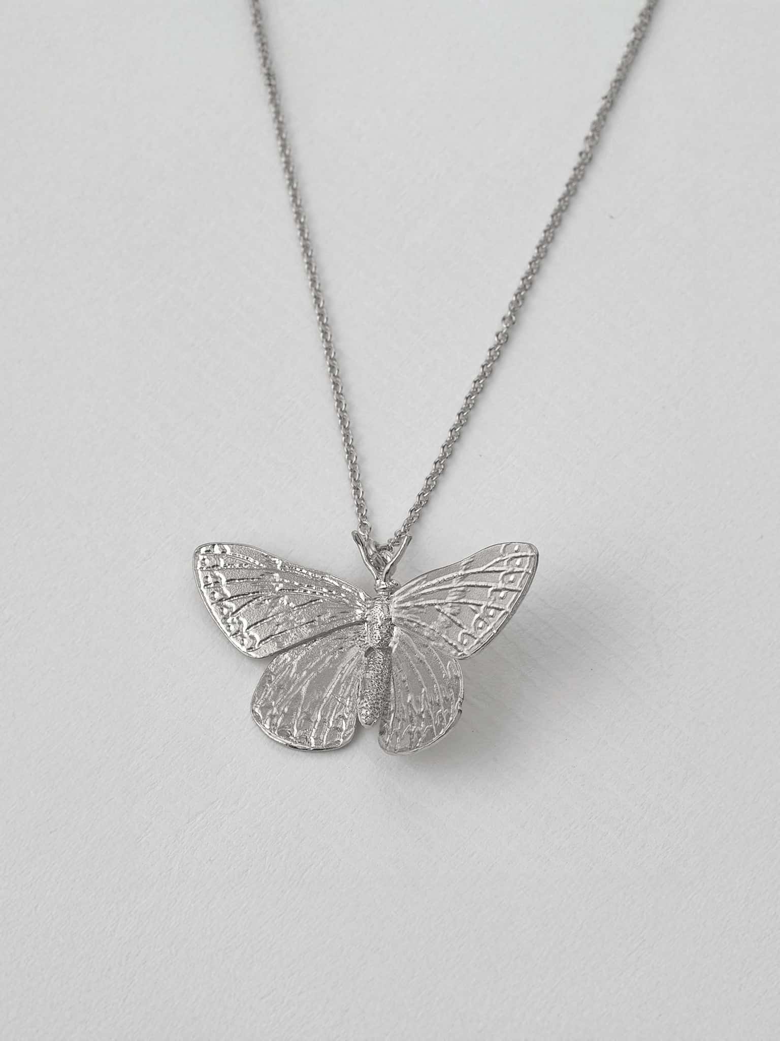 Duke of Burgundy Butterfly Necklace - image 7 | silver