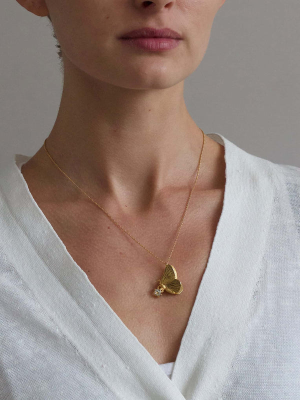 Butterfly with Green Amethyst Necklace