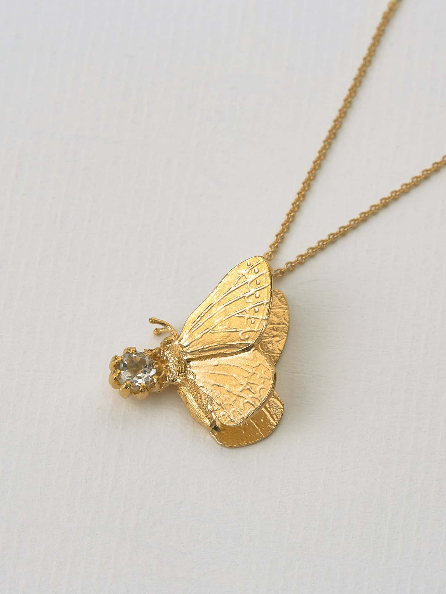 Butterfly with Green Amethyst Necklace - image 4 | gold plate
