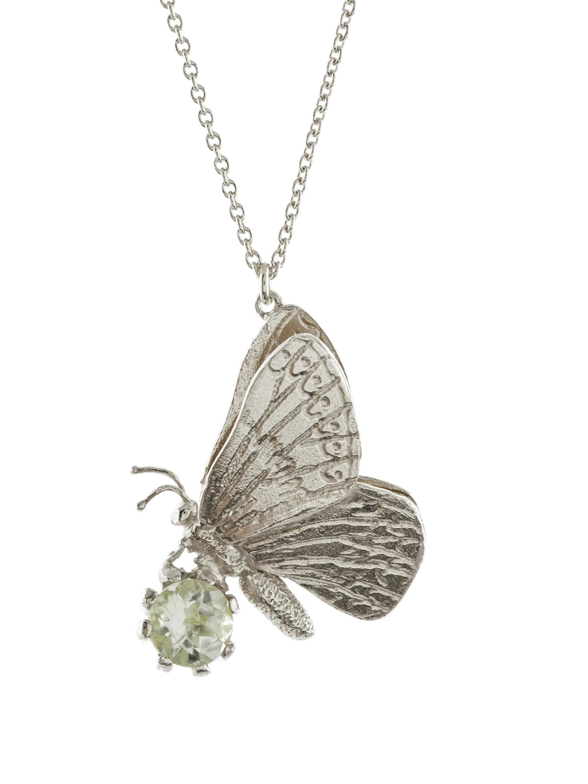 Butterfly with Green Amethyst Necklace - image 5 | silver