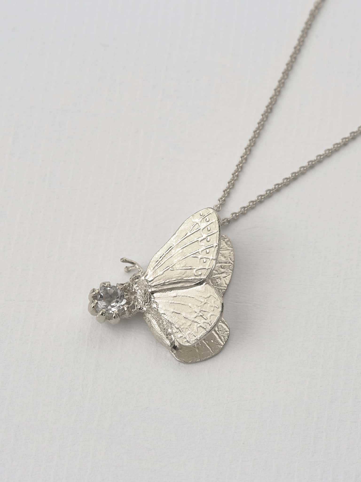 Butterfly with Green Amethyst Necklace - image 6 | silver