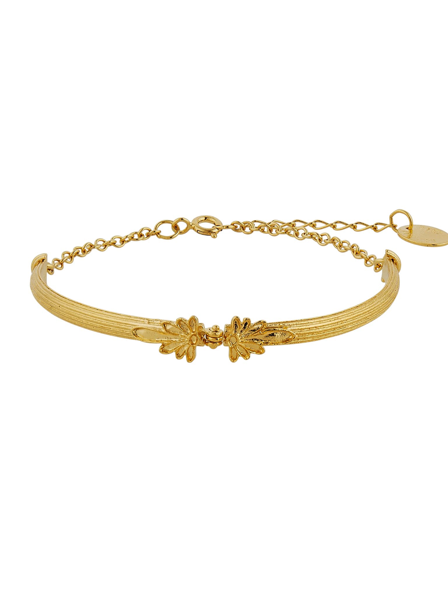 Hinged Column Bracelet with Ornate Detailing - image 1 | gold plate
