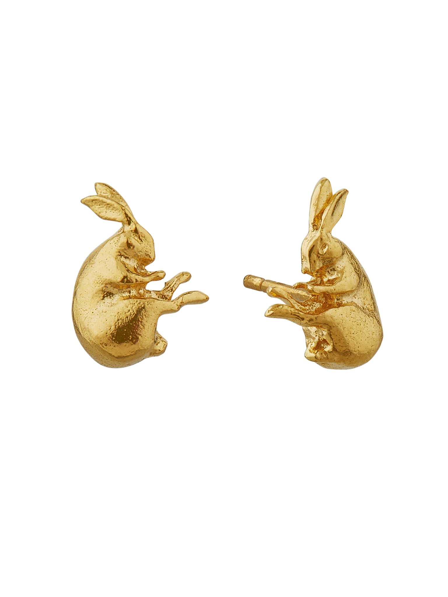 Sleeping Hare Stud Earrings - image 1 | gold plate