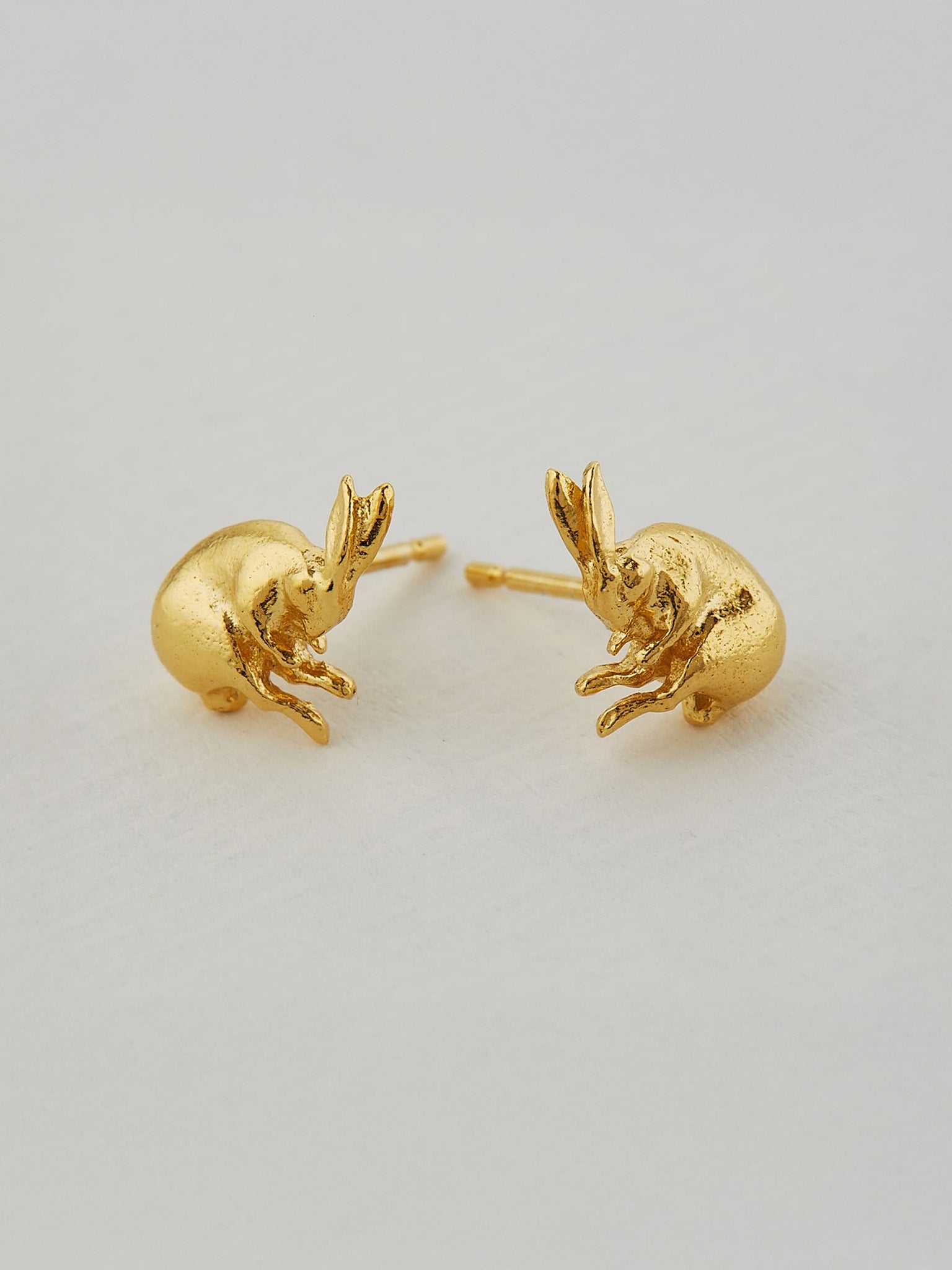Sleeping Hare Stud Earrings - image 3 | gold plate