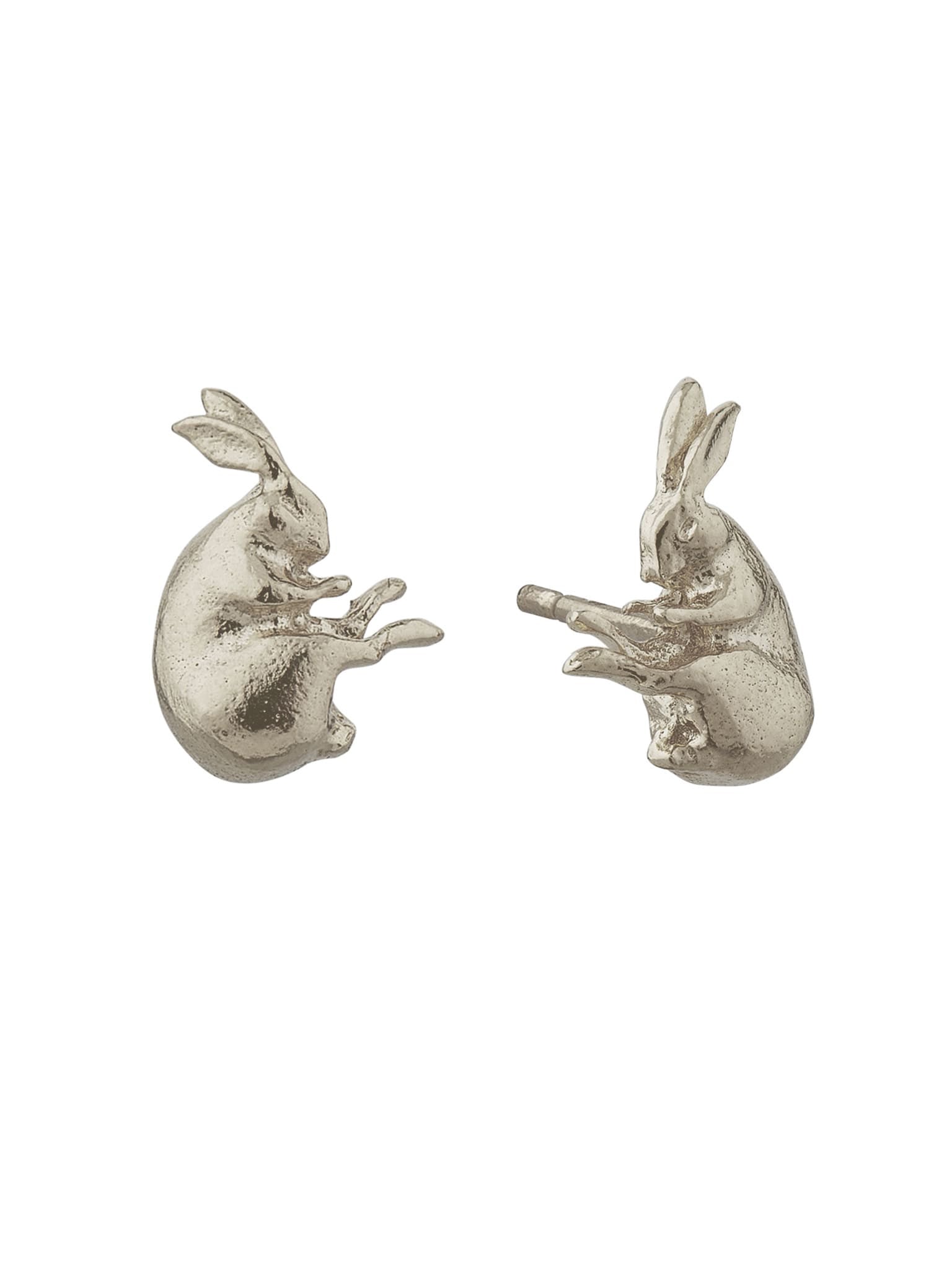 Sleeping Hare Stud Earrings - image 5 | silver
