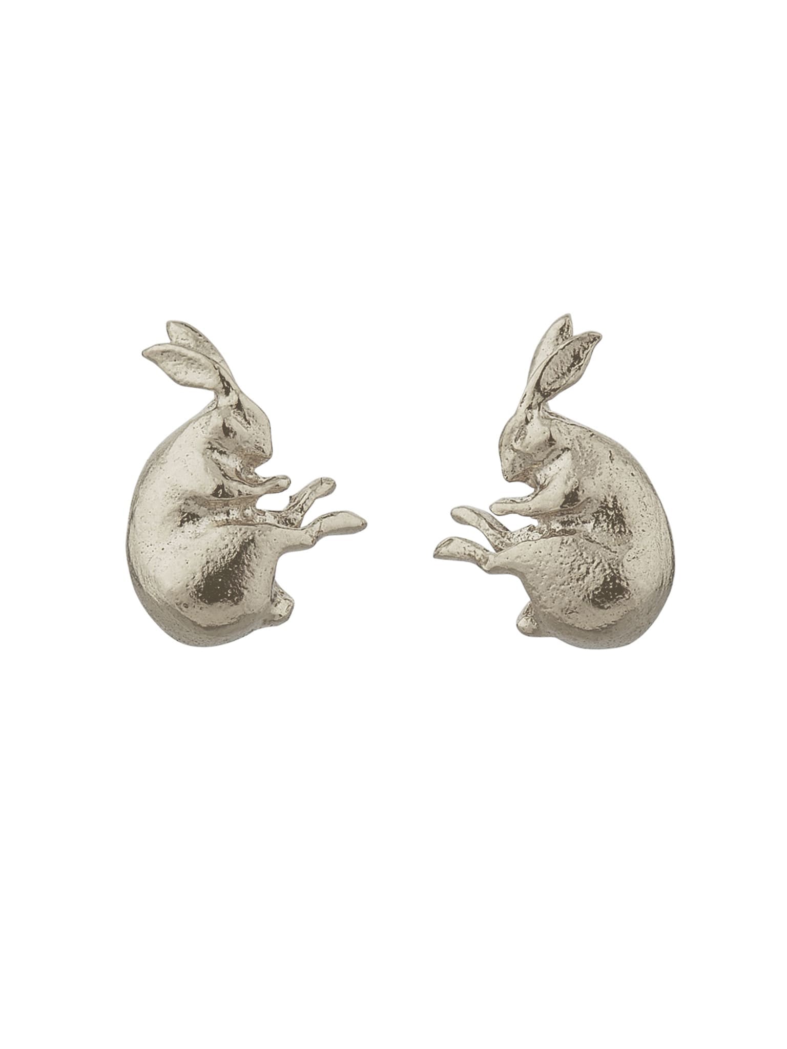 Sleeping Hare Stud Earrings - image 7 | silver