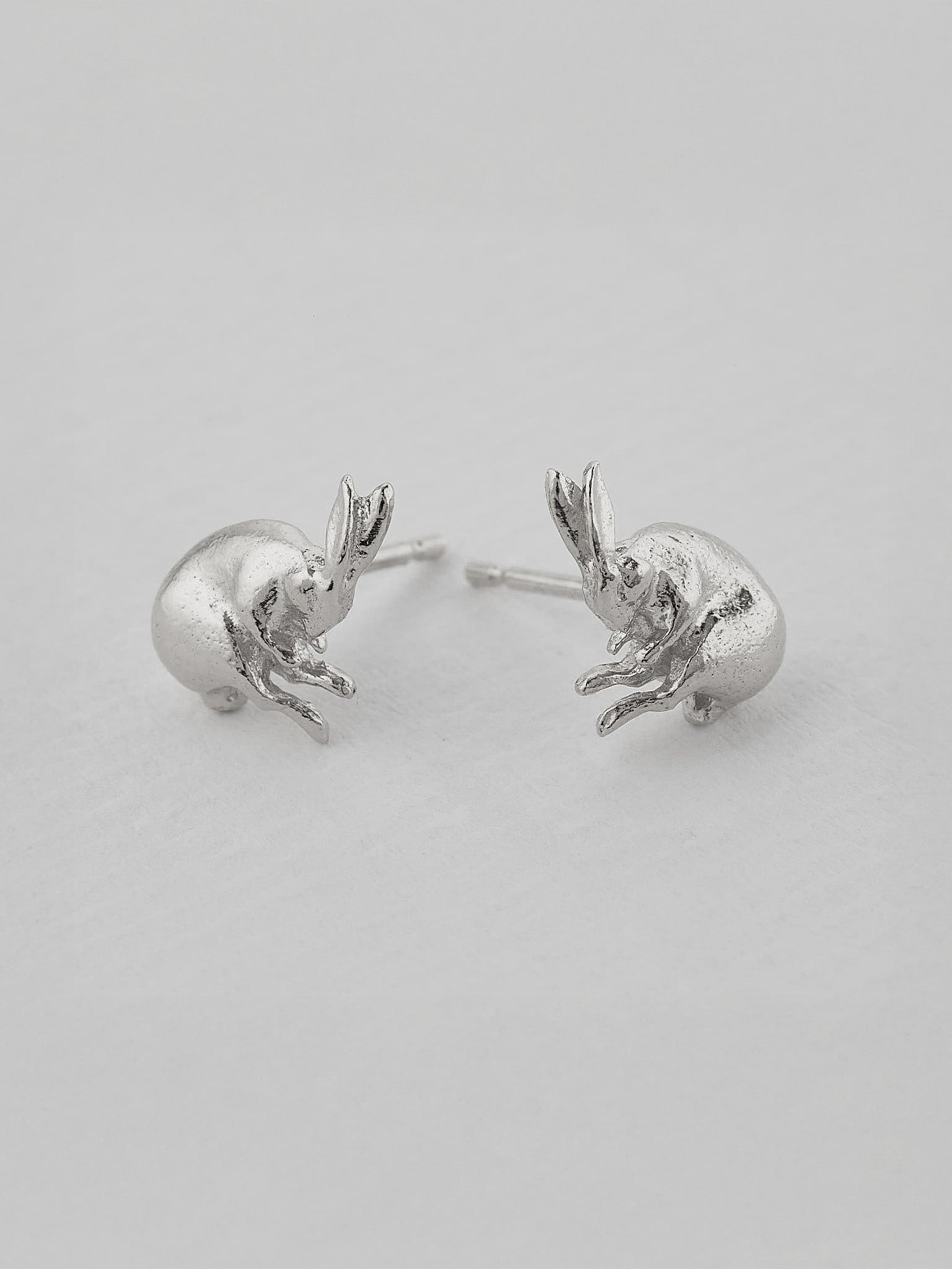 Sleeping Hare Stud Earrings - image 6 | silver