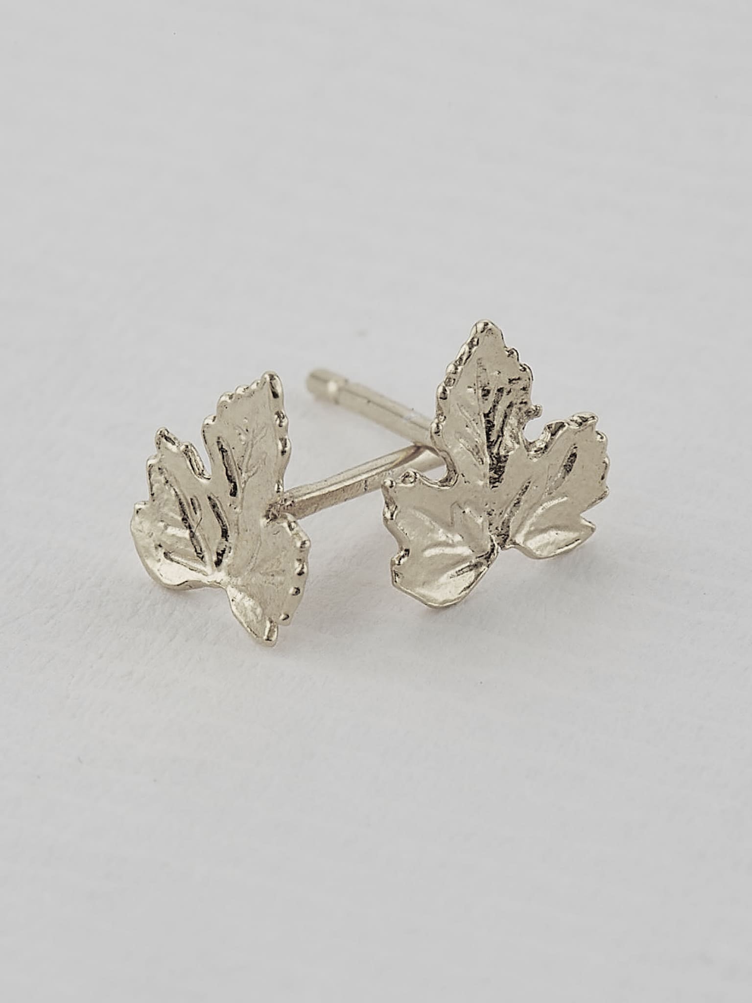 Vine Leaf Stud Earrings - image 7 | silver