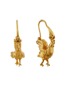 Small Rooster Ornate Creole Earrings