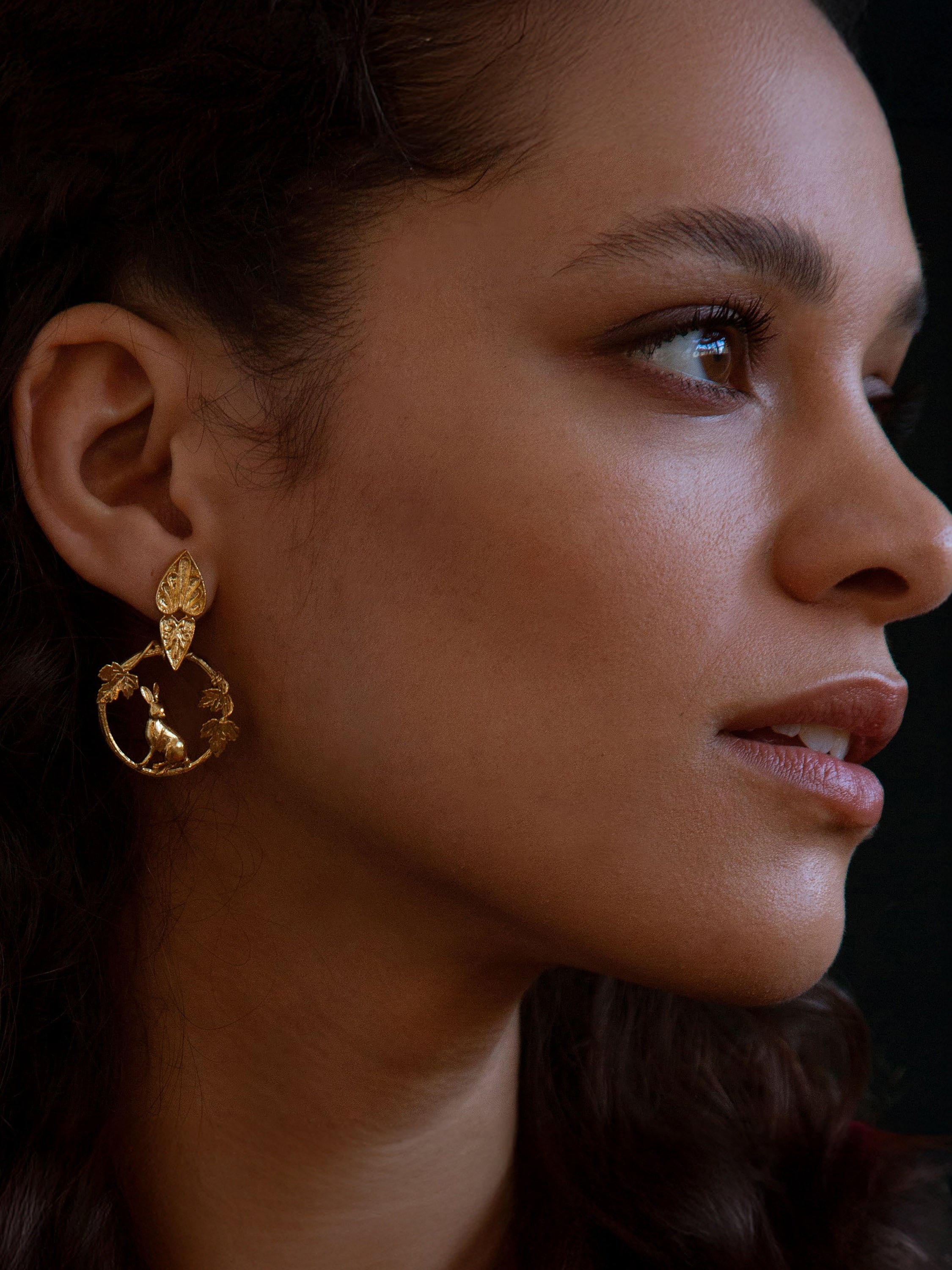 Ornate Tortoise & Hare Loop Earrings - image 2
