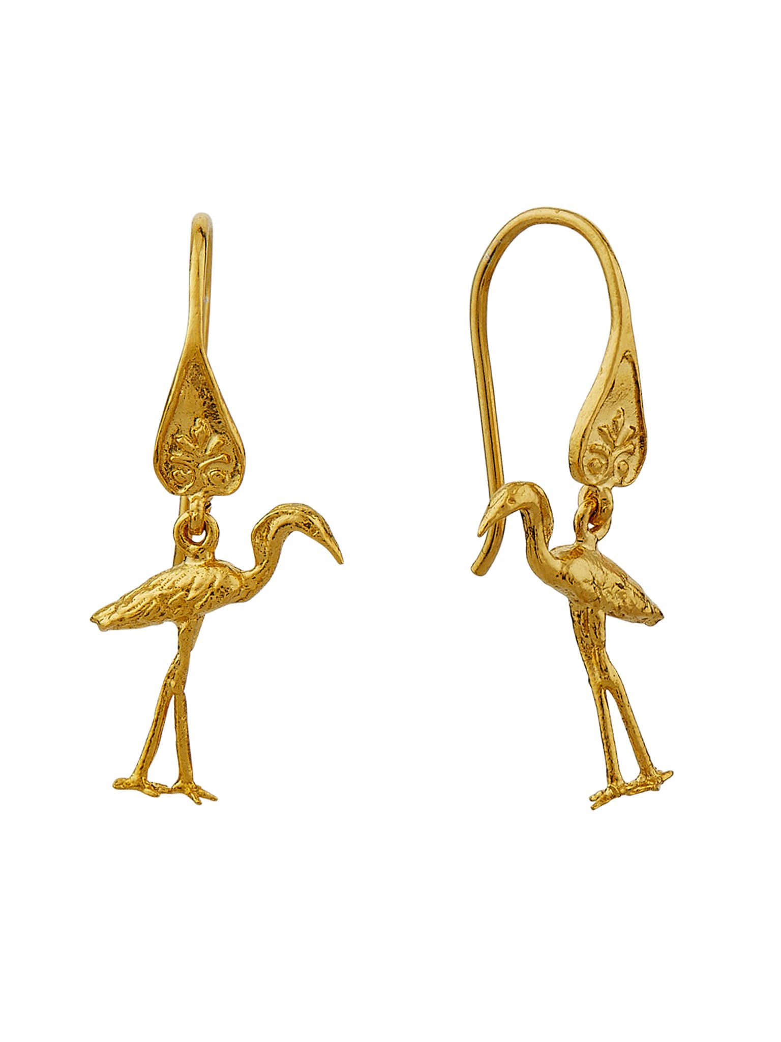 Heron Ornate Hook Earrings - image 1 | gold plate