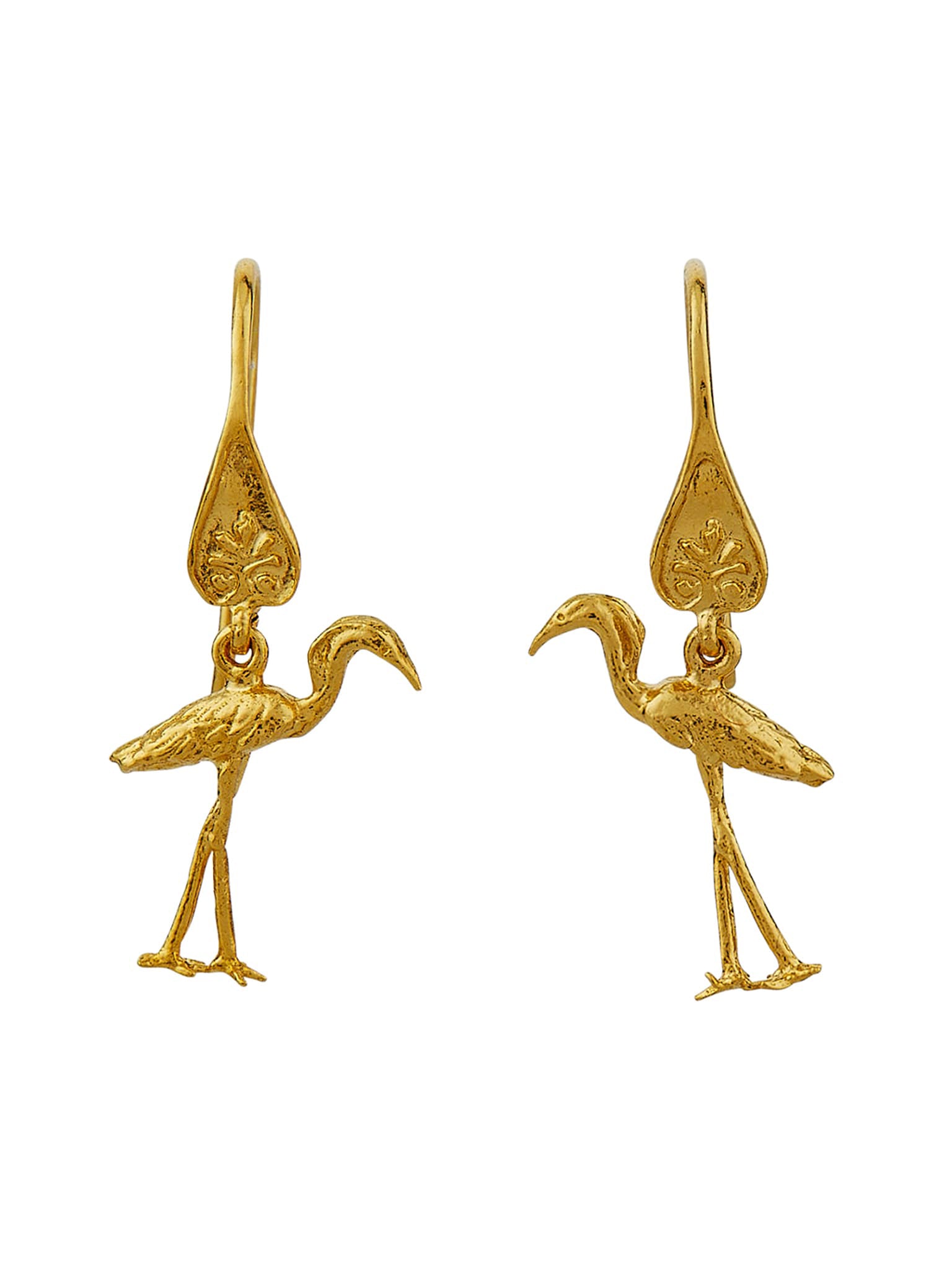 Heron Ornate Hook Earrings - image 4 | gold plate