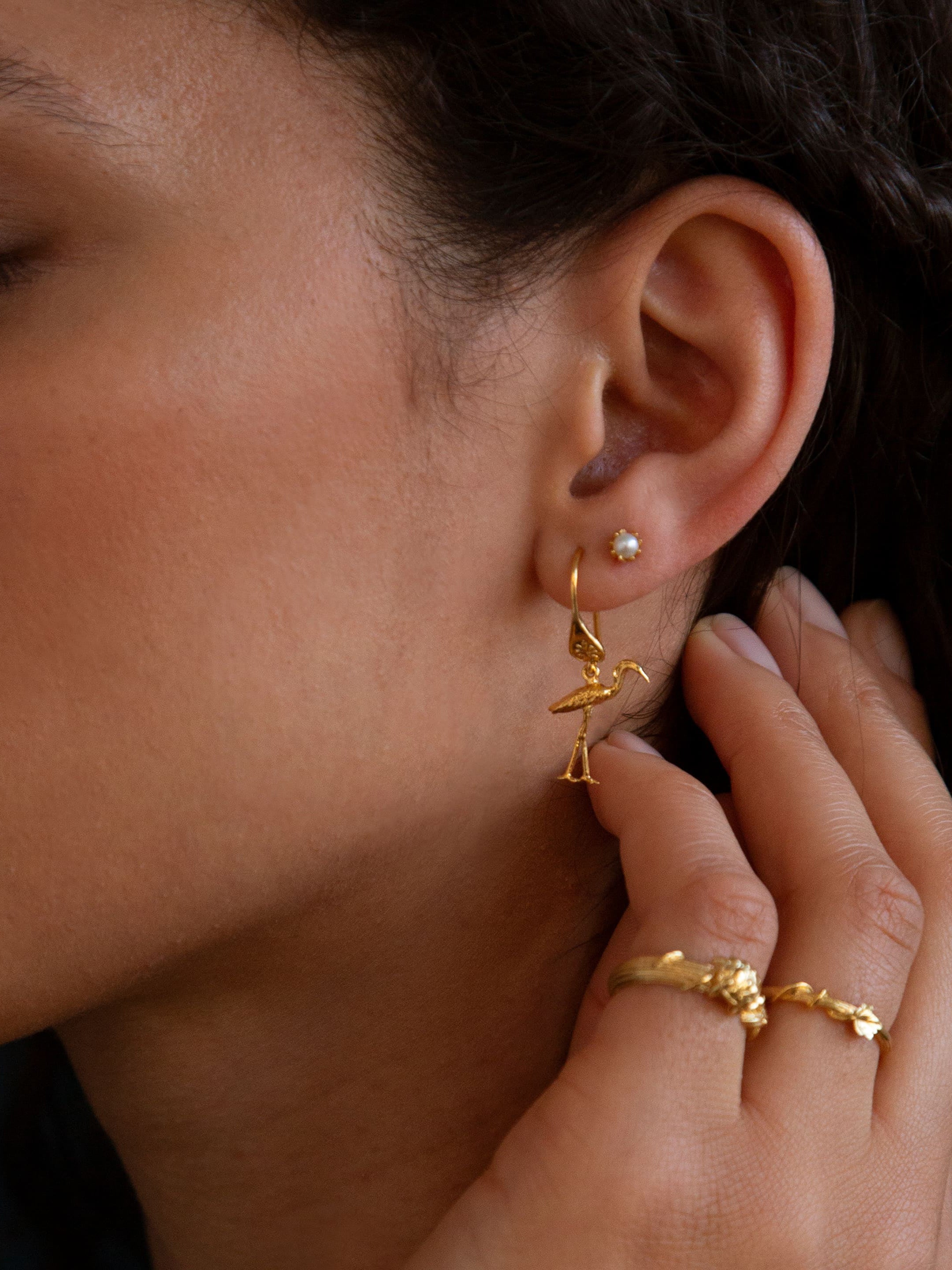 Heron Ornate Hook Earrings - image 2