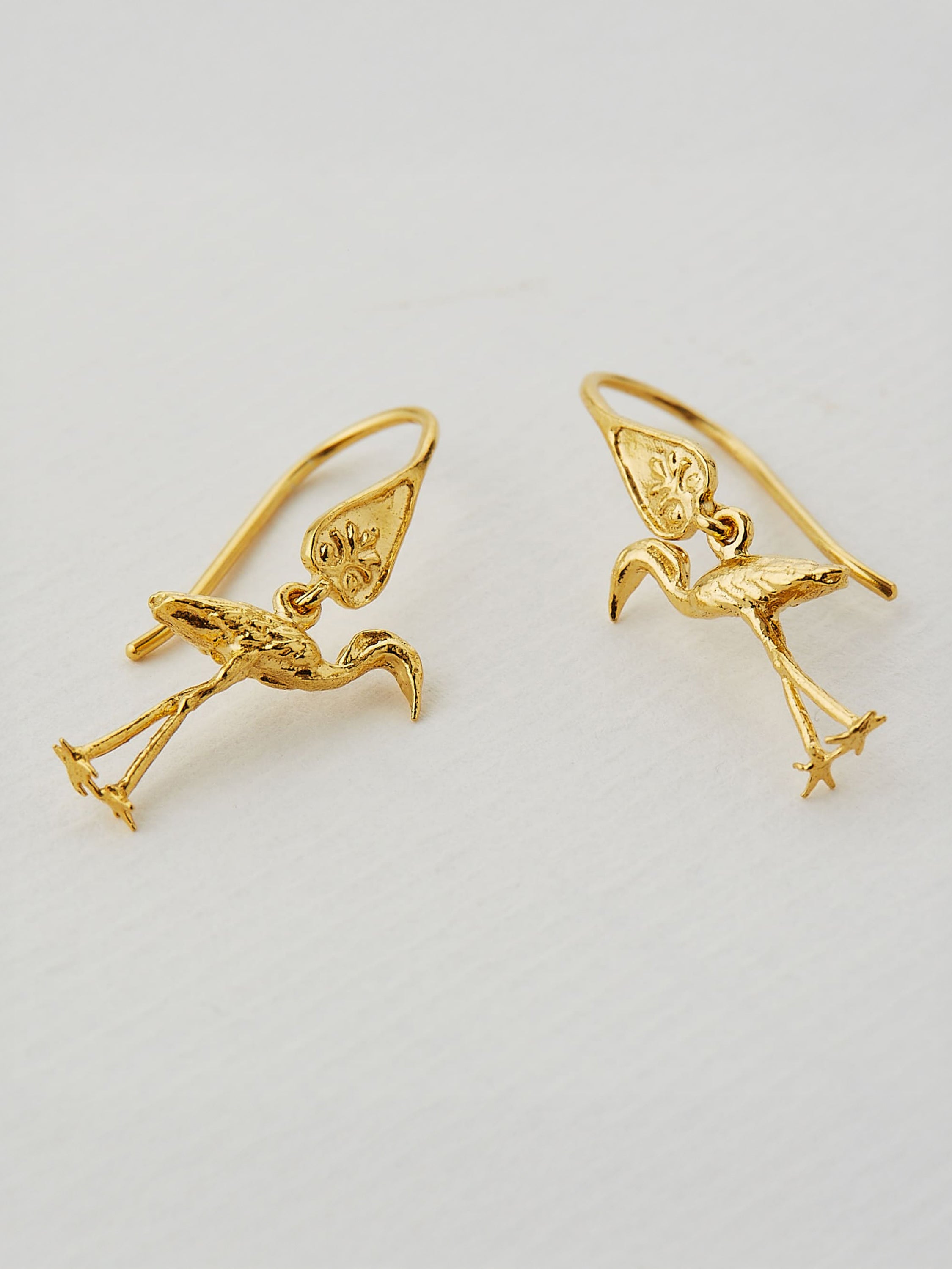 Heron Ornate Hook Earrings - image 3 | gold plate