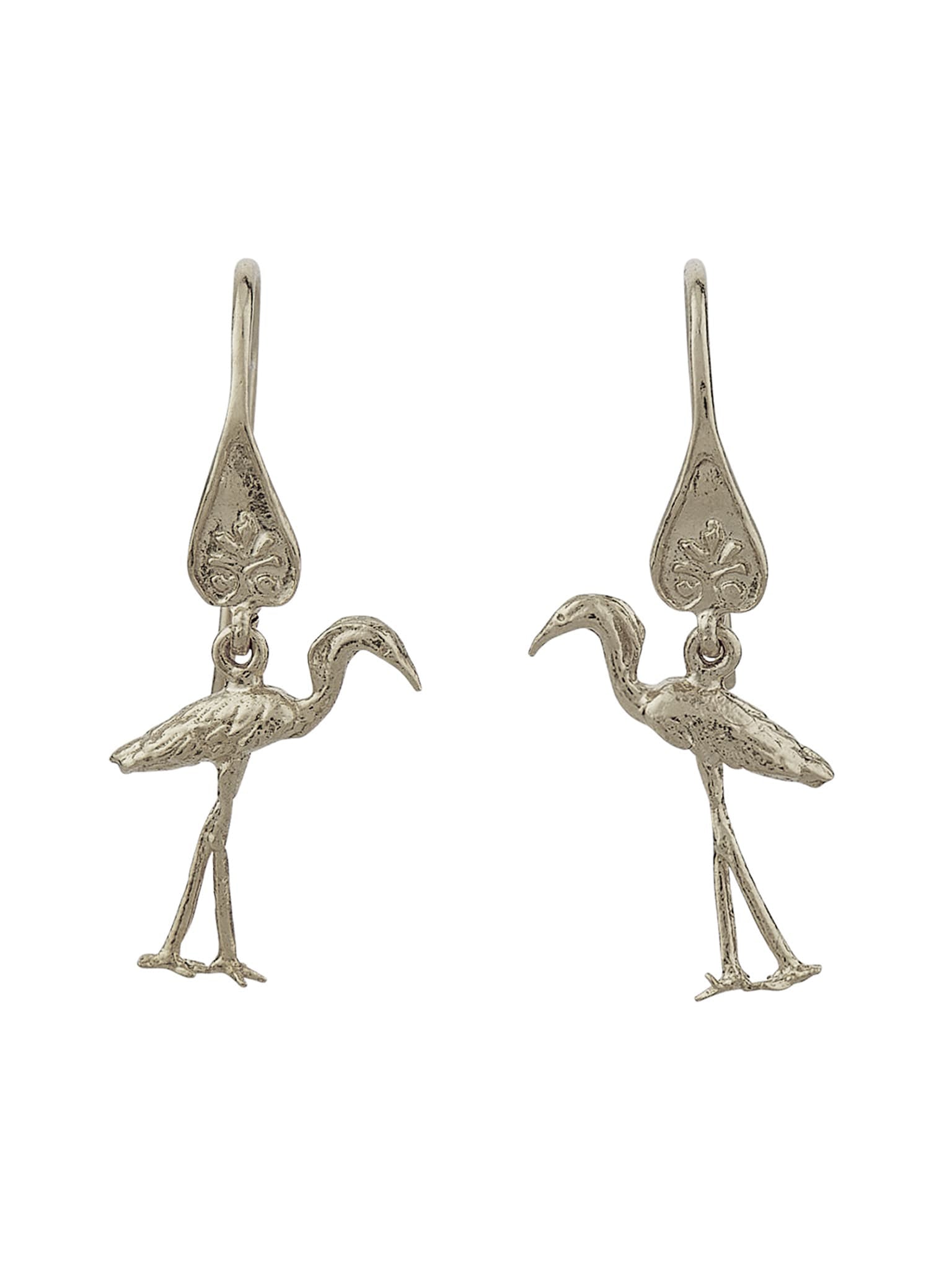 Heron Ornate Hook Earrings - image 5 | silver