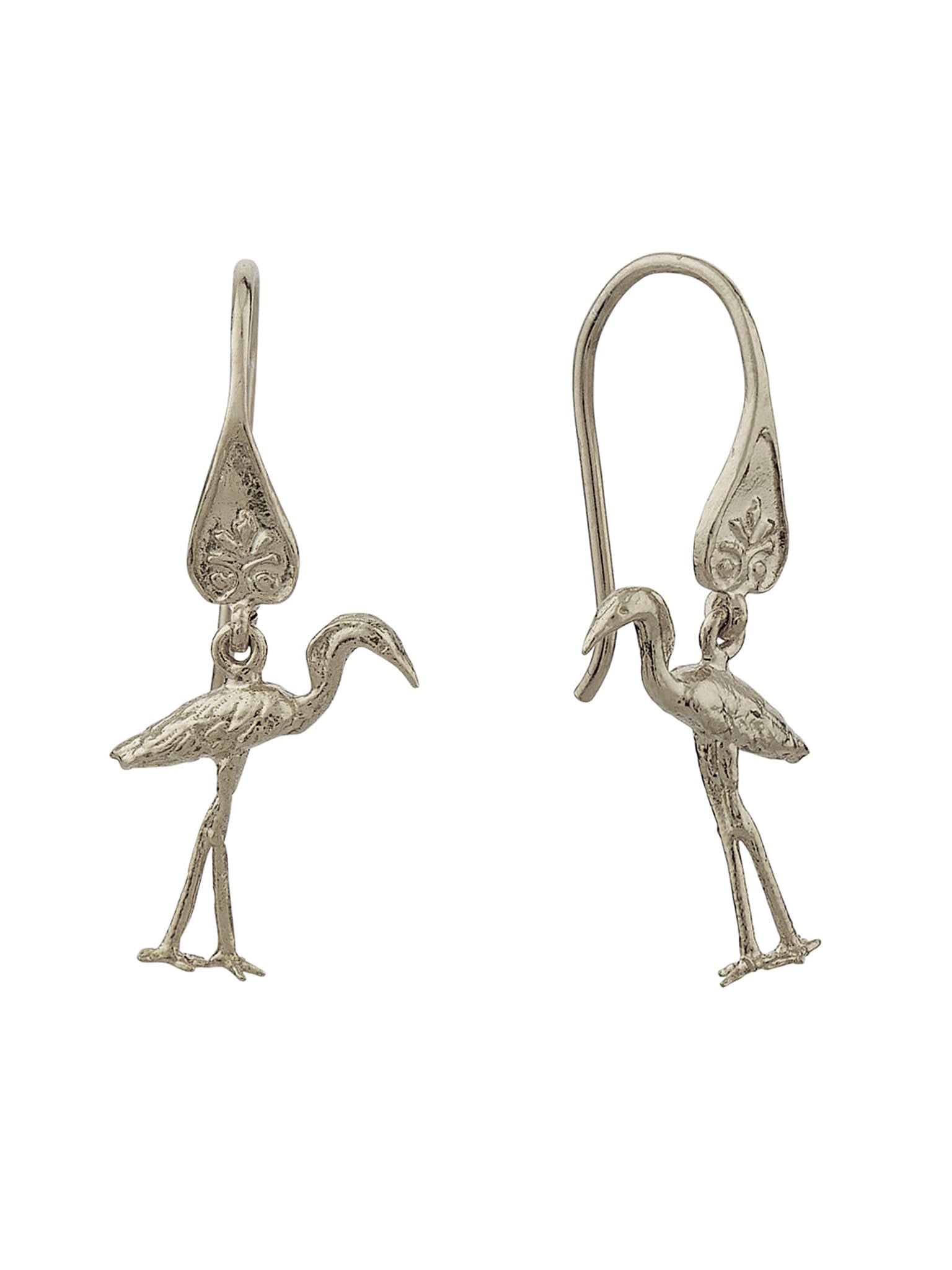 Heron Ornate Hook Earrings - image 7 | silver