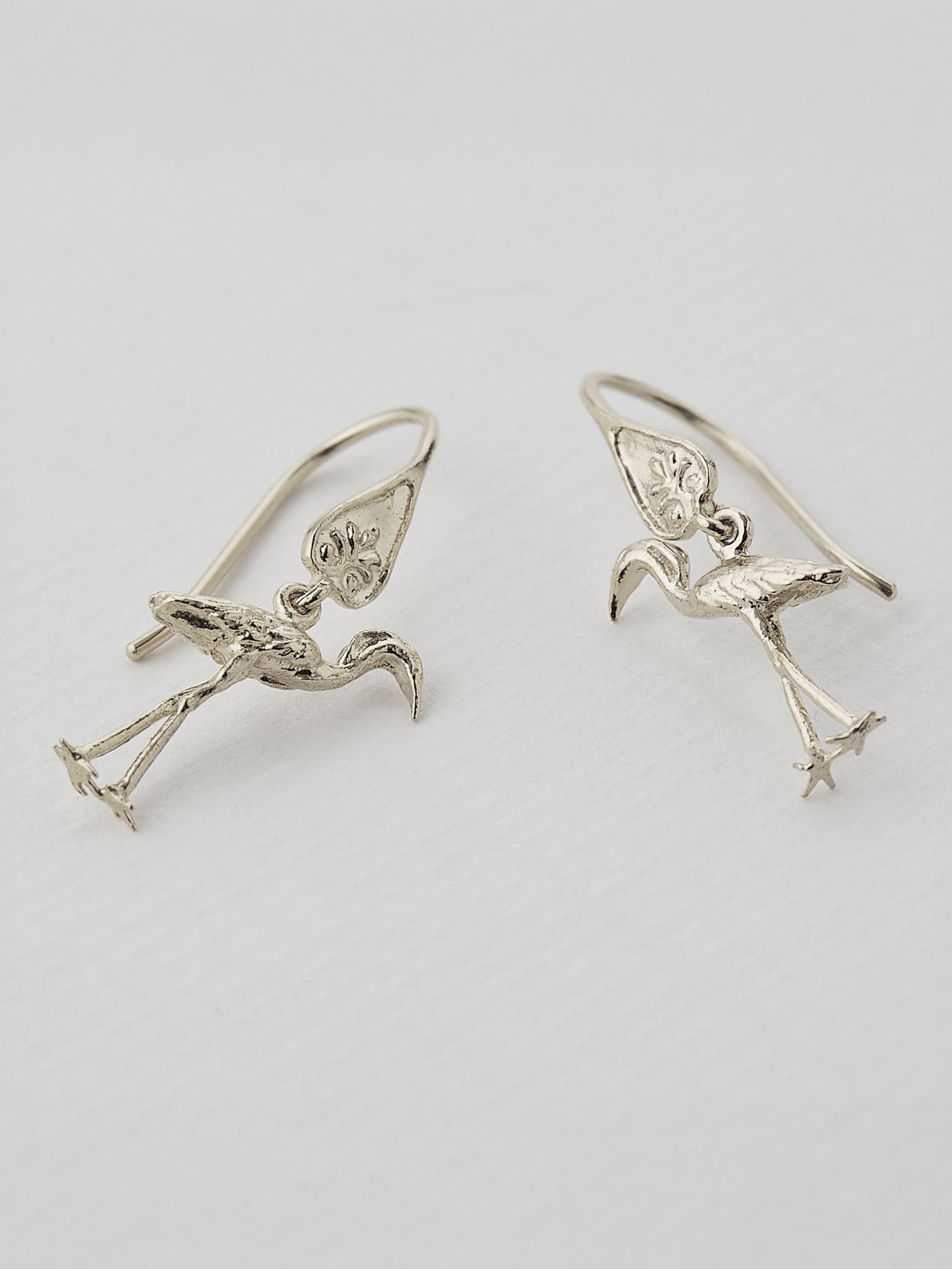 Heron Ornate Hook Earrings - image 6 | silver