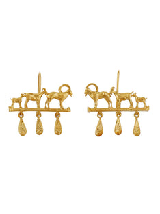 Mountain Goat Family Relic Earrings with Ornate Drops