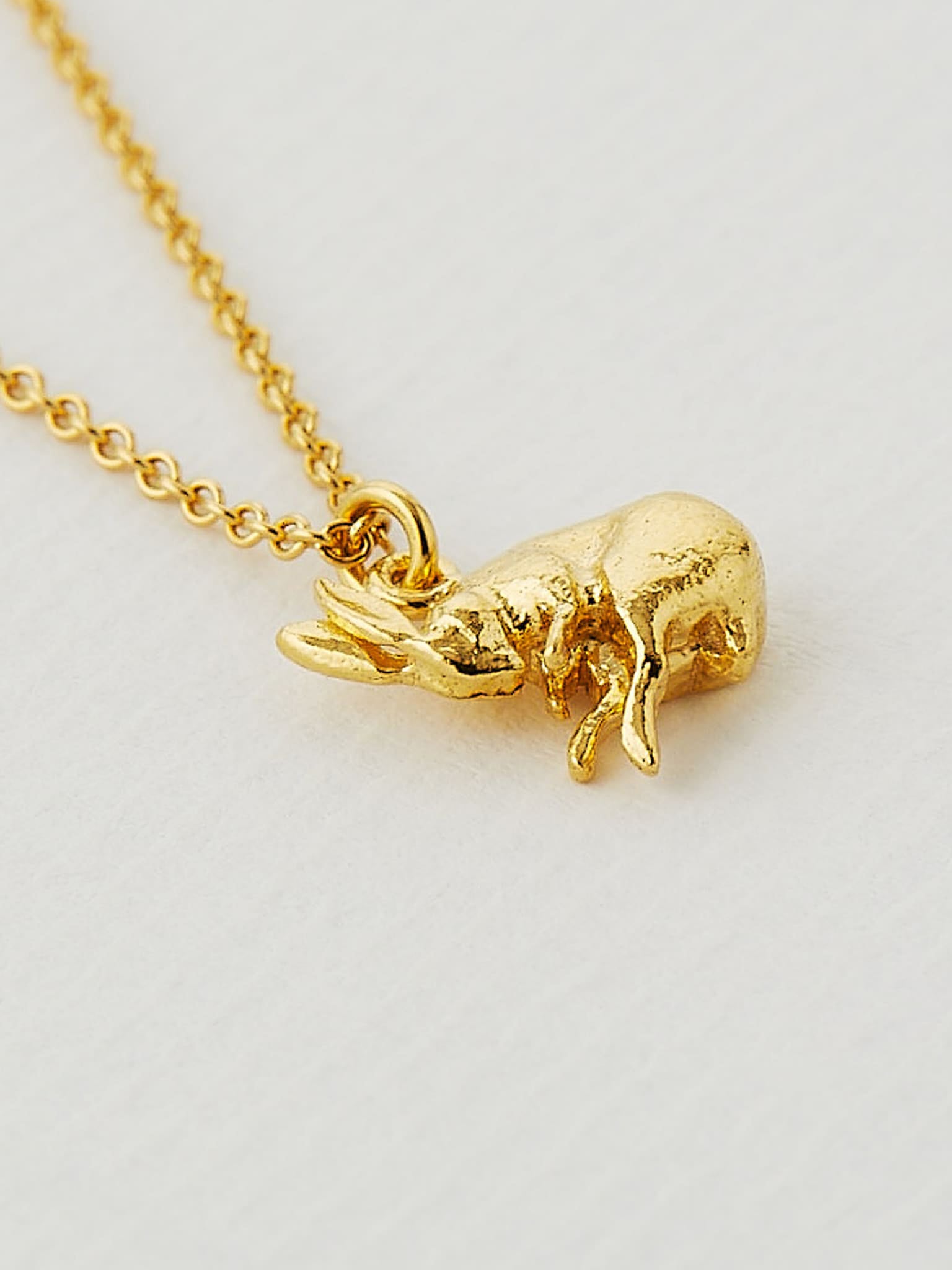 Sleeping Hare Necklace - image 2 | gold plate