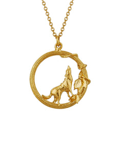 Column Loop Necklace with Howling Wolf