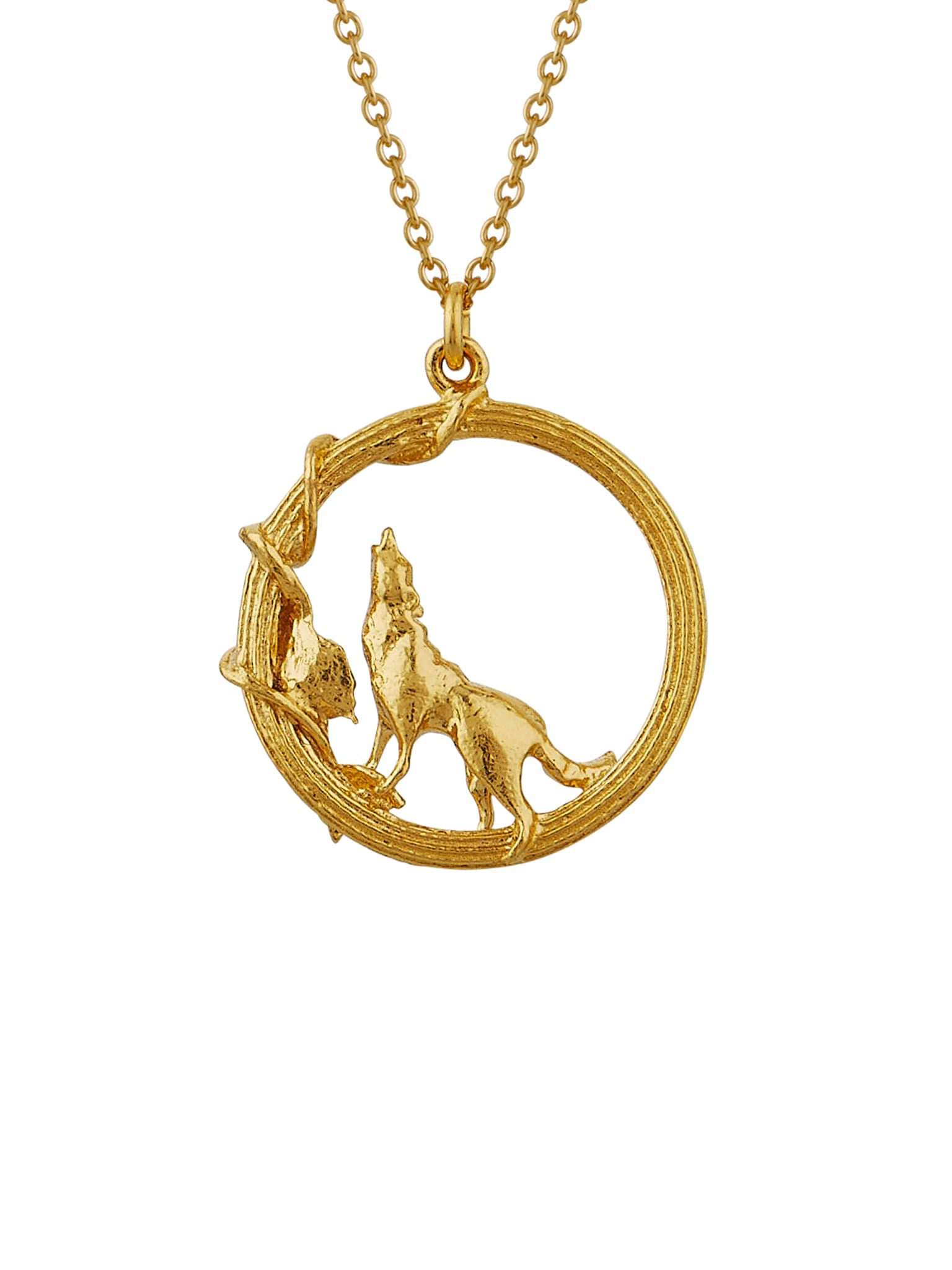 Column Loop Necklace with Howling Wolf - image 4 | gold plate