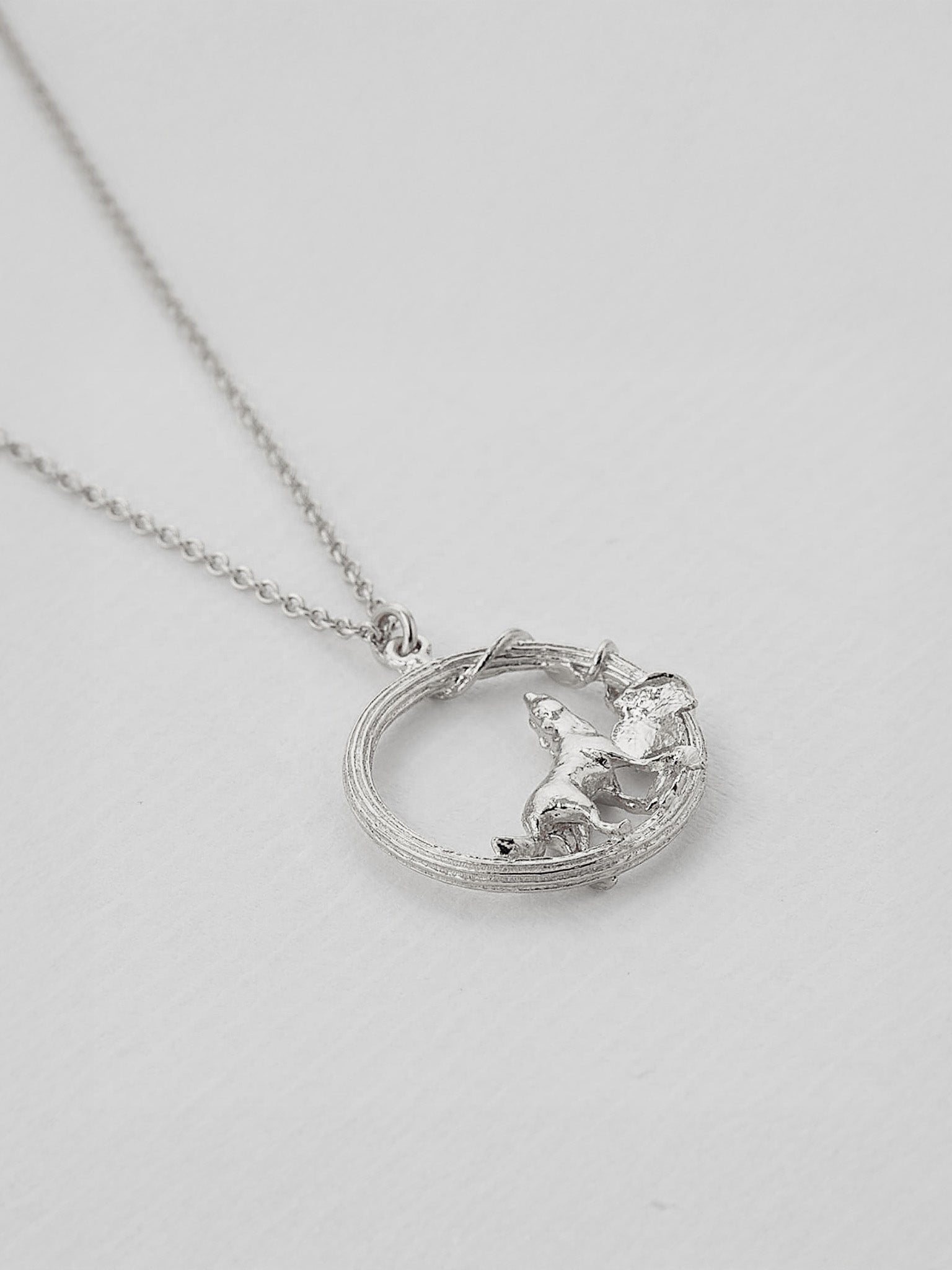 Column Loop Necklace with Howling Wolf - image 6 | silver