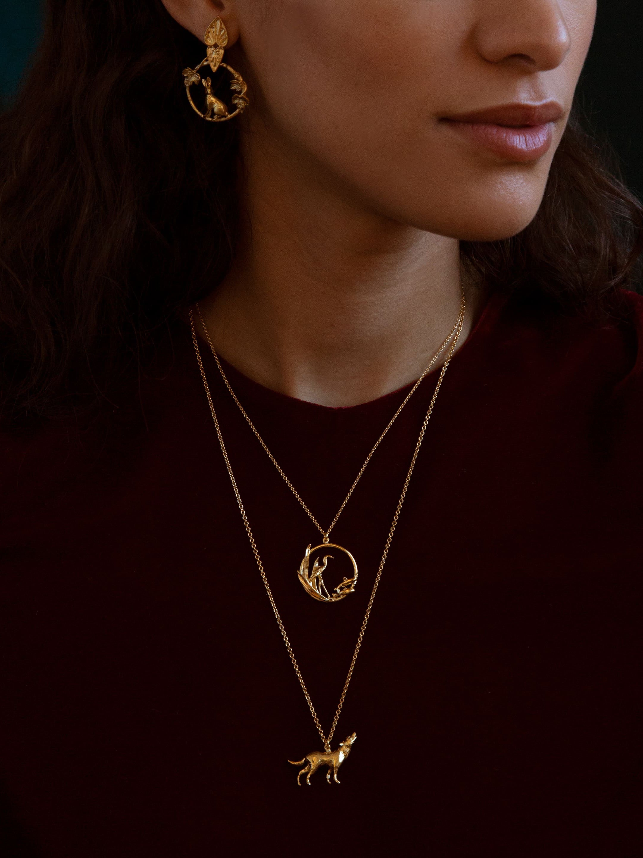 The Heron & the Fish Loop Necklace - image 4 | gold plate